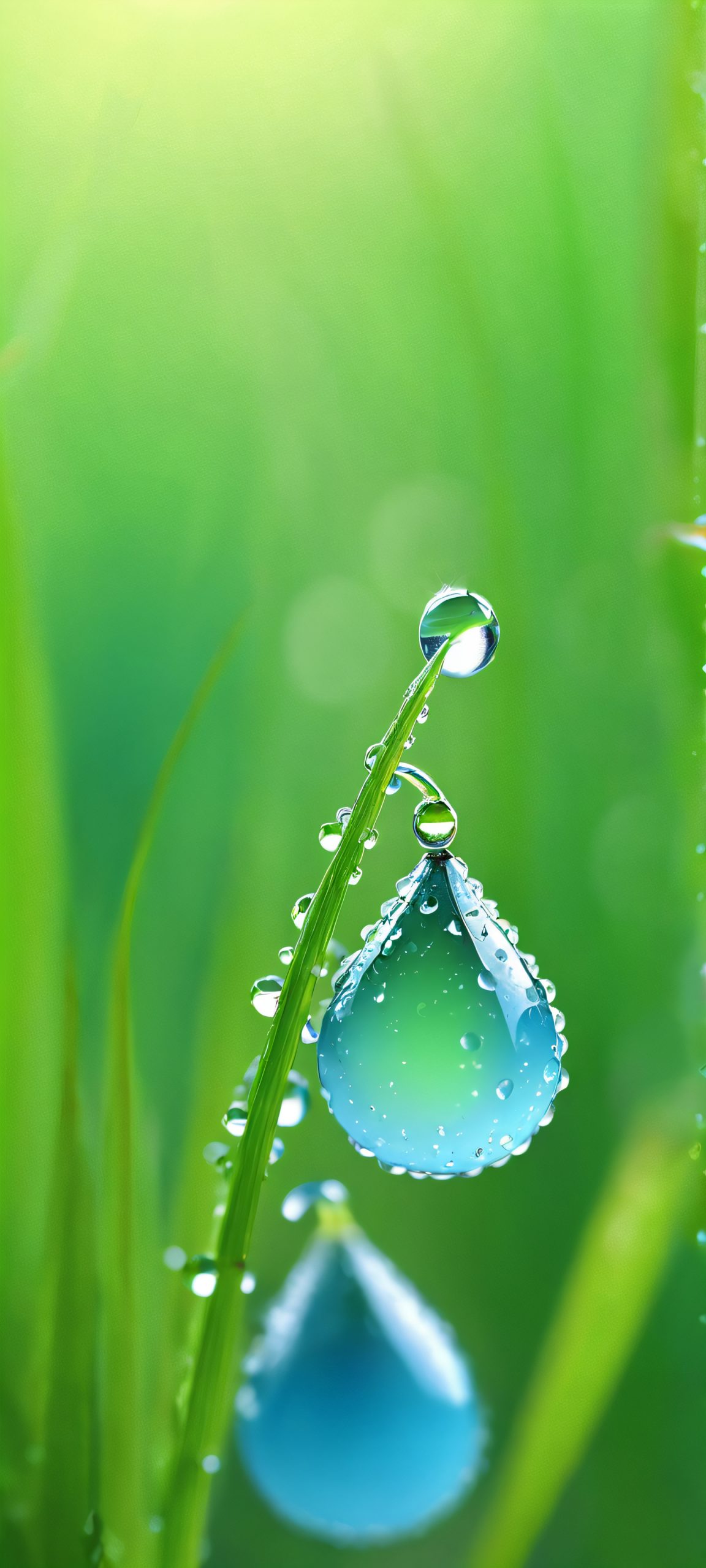 Misty Morning Serenade 2K QHD Mobile Wallpaper Delicate dew drops glisten on the forest floor, perfect for iPhone and Android devices.