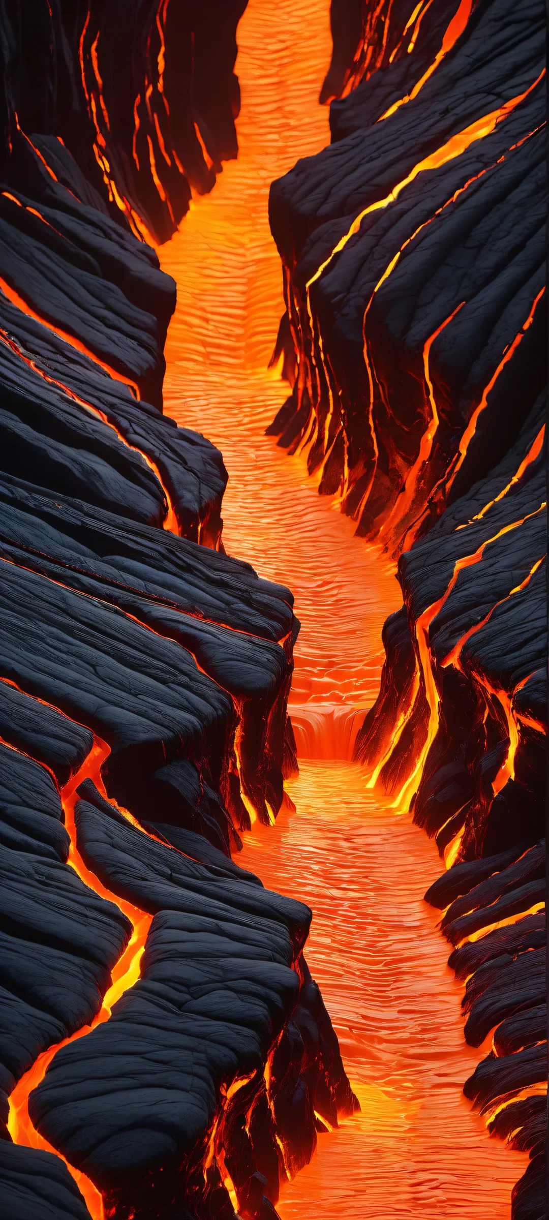 A majestic iPhone/Android wallpaper featuring a volcanic cliffside with molten lava flows, perfect for your home screen.