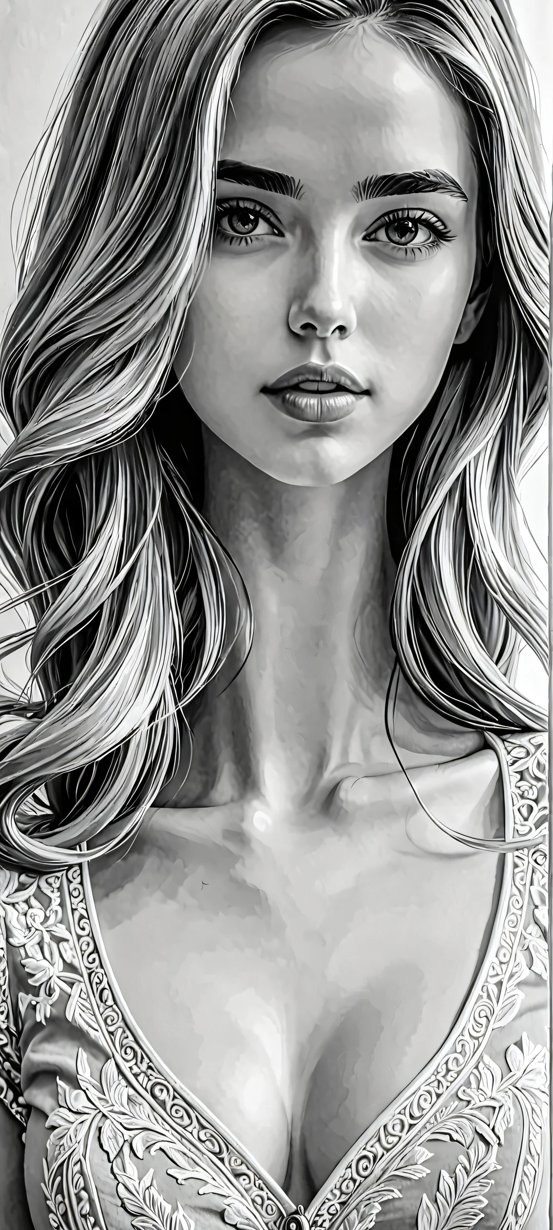 Monochrome Masterpiece 2K Phone Wallpaper A stunning monochrome sketch of a masterpiece on an iPhone or Android phone.