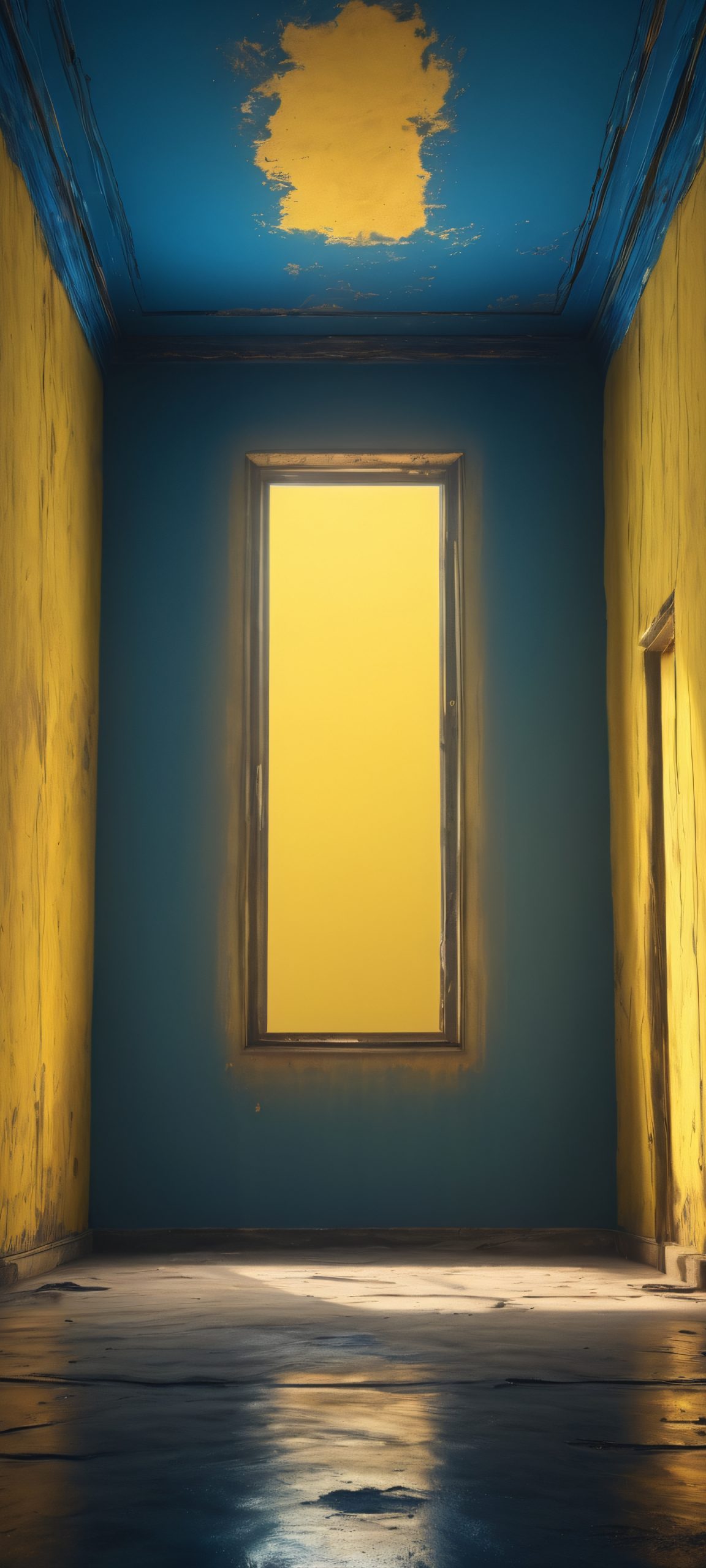 Abandoned landscapes with warm yellow and deep blue hues, perfect for iPhone and Android home screens