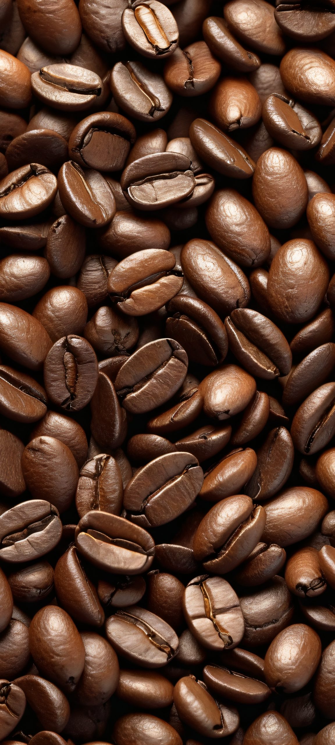 A serene indoor scene of coffee beans amidst a soft overcast, perfect for your iPhone or Android home screen