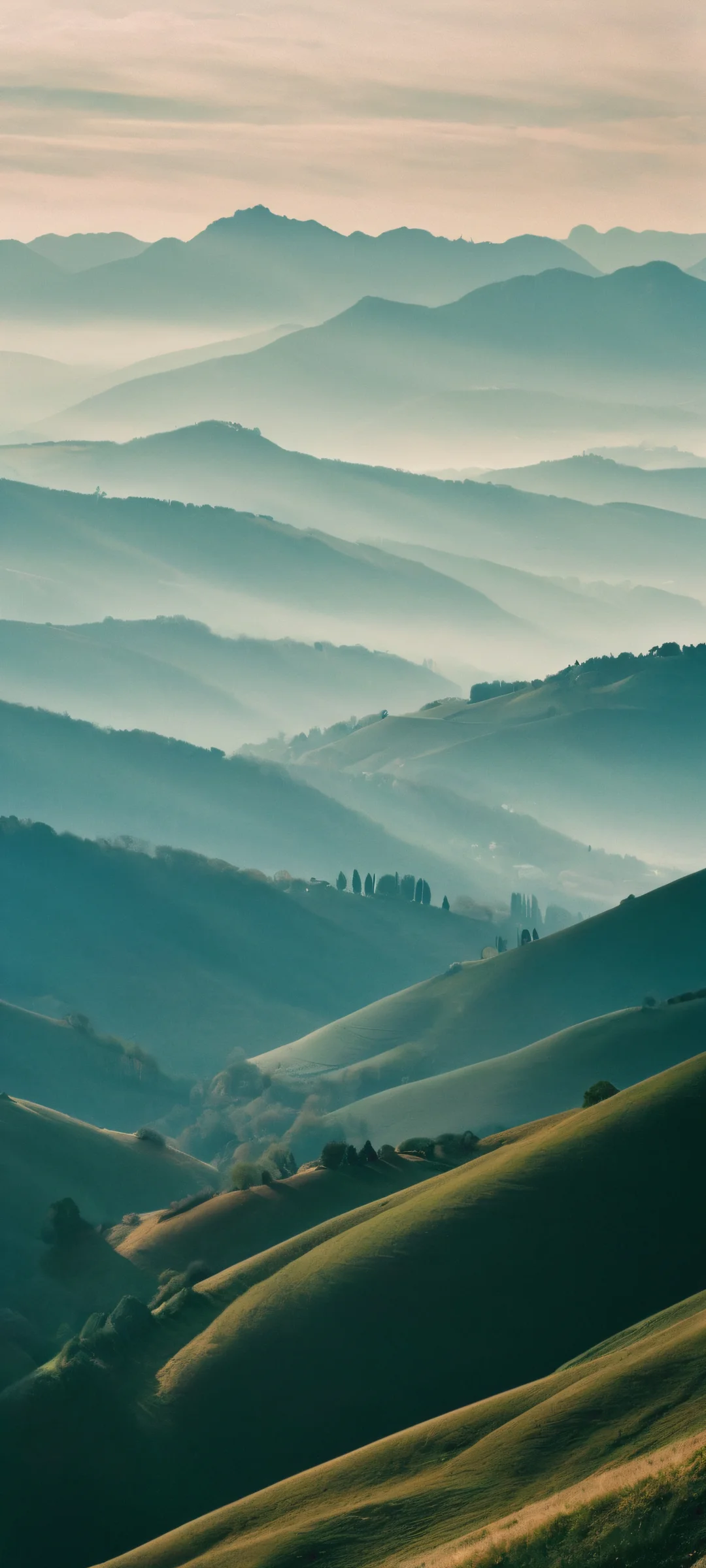 Moody Sunset Hills 2K QHD Mobile Wallpaper iPhone and Android compatible sunset hills mobile wallpaper with dark, warm, and moody tones.