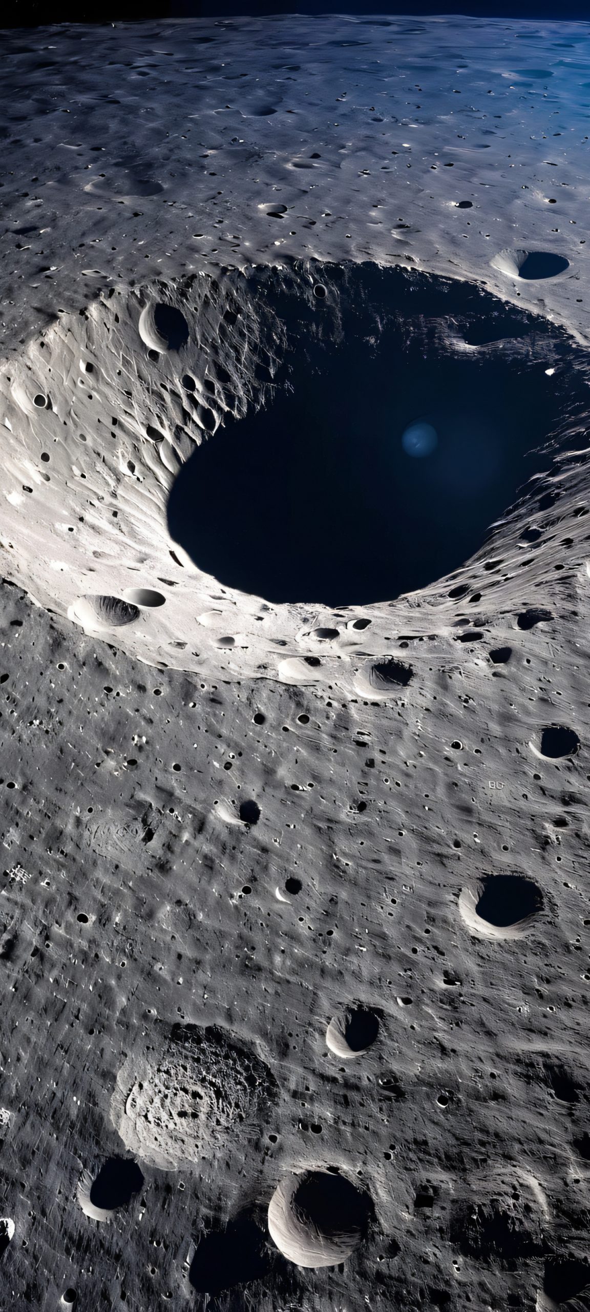 Explore the surreal beauty of Moon Craters on your iPhone or Android phone with this stunning vertical wallpaper, perfectly optimized for home screens.