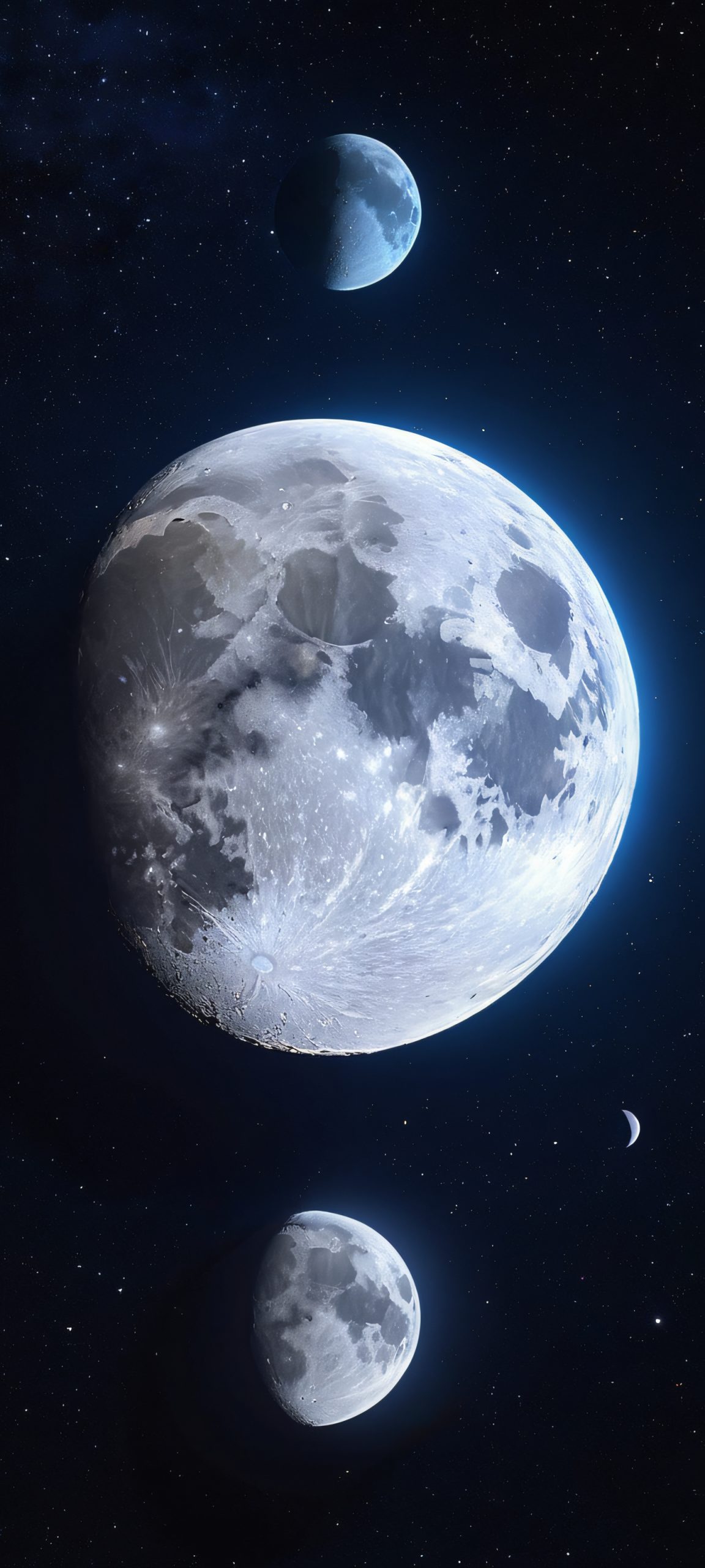 Breathtaking vertical wallpaper of moon phases for iPhone and Android