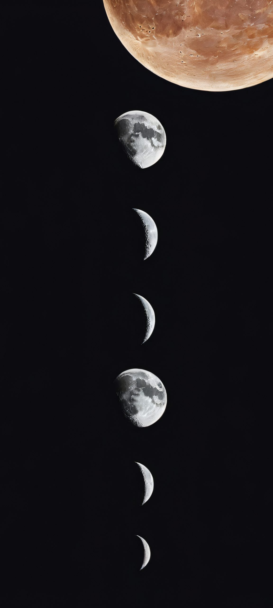 Breathtaking vertical mobile phone wallpaper of moon phases, perfectly optimized for iPhone, Samsung Galaxy, and Android home screens.