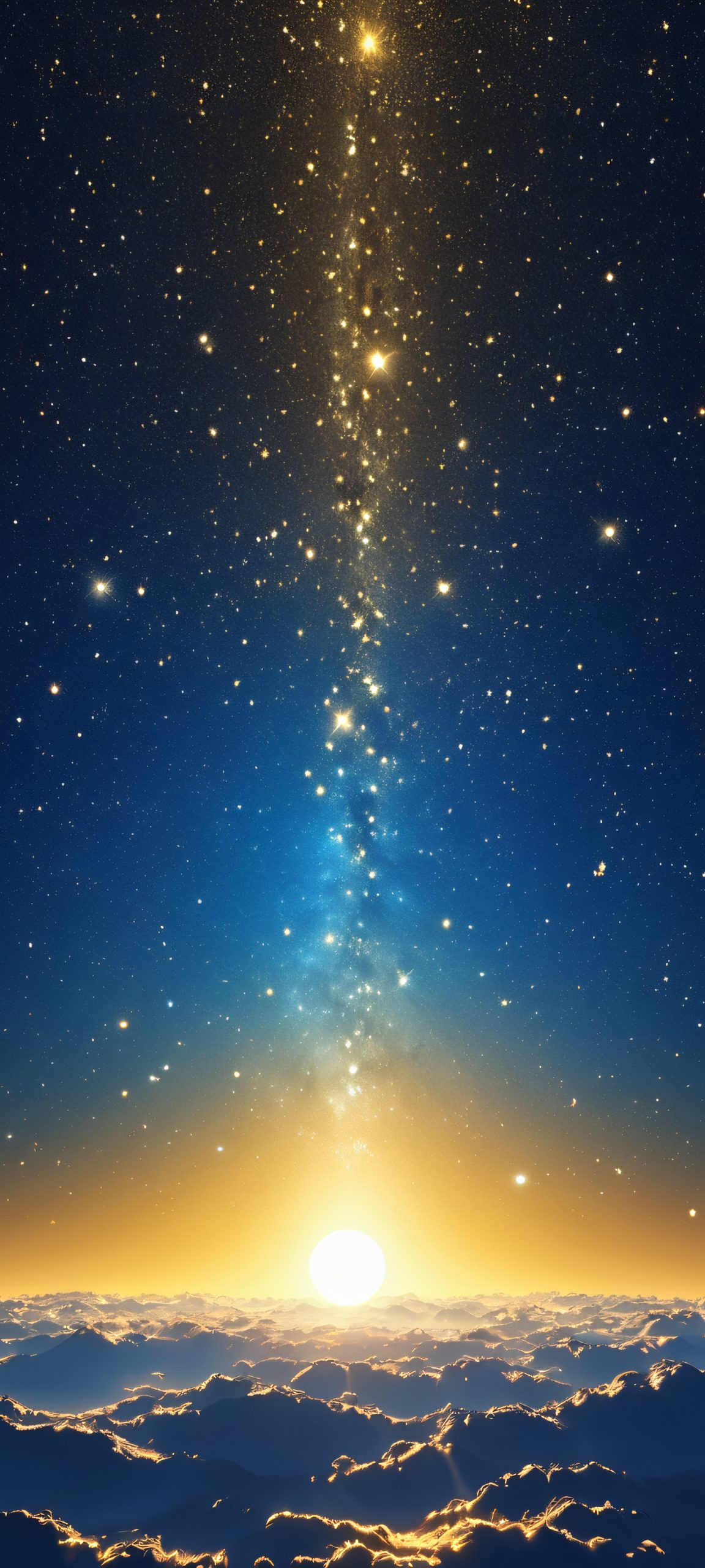 Moonlit Celestial Oasis iPhone & Android Wallpaper A stunning cosmic wallpaper featuring stars and moonlit hues for iPhone/Android devices. Perfectly optimized for your mobile home screen.