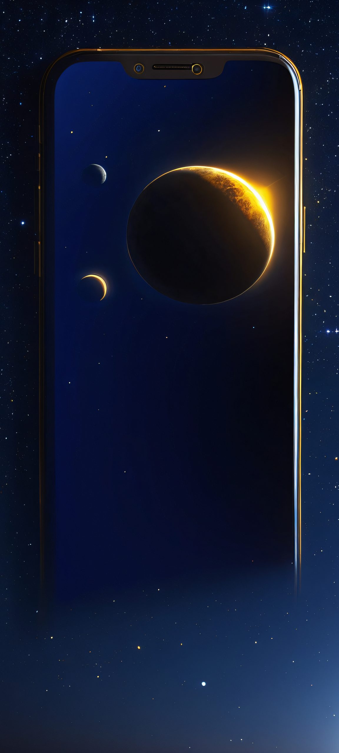 Breathtaking solar system landscape on an iPhone/Android screen