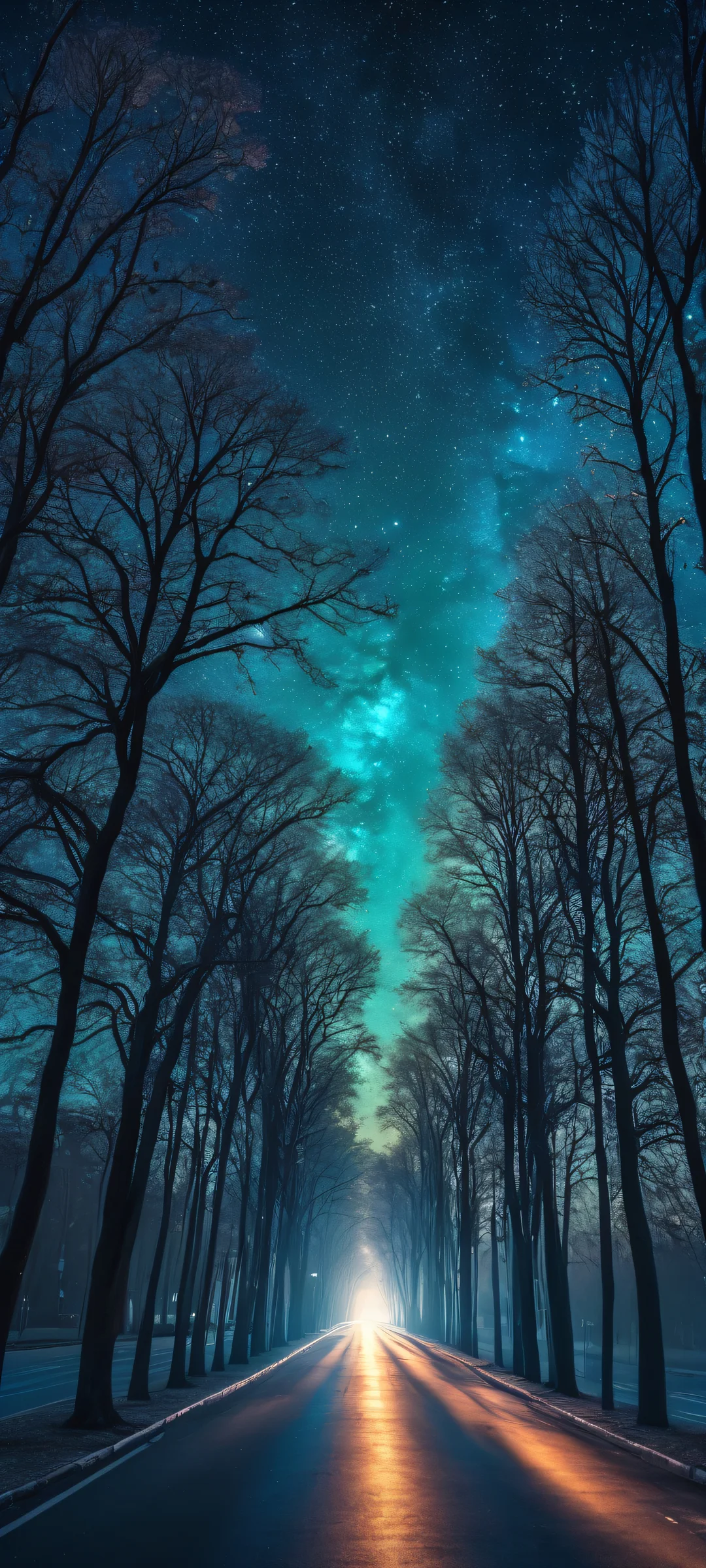 Moonlit Forest Path Aesthetic Phone Wallpaper A serene iPhone/Android wallpaper featuring a quiet forest path under the moonlight. Perfectly suited for your mobile home screen.