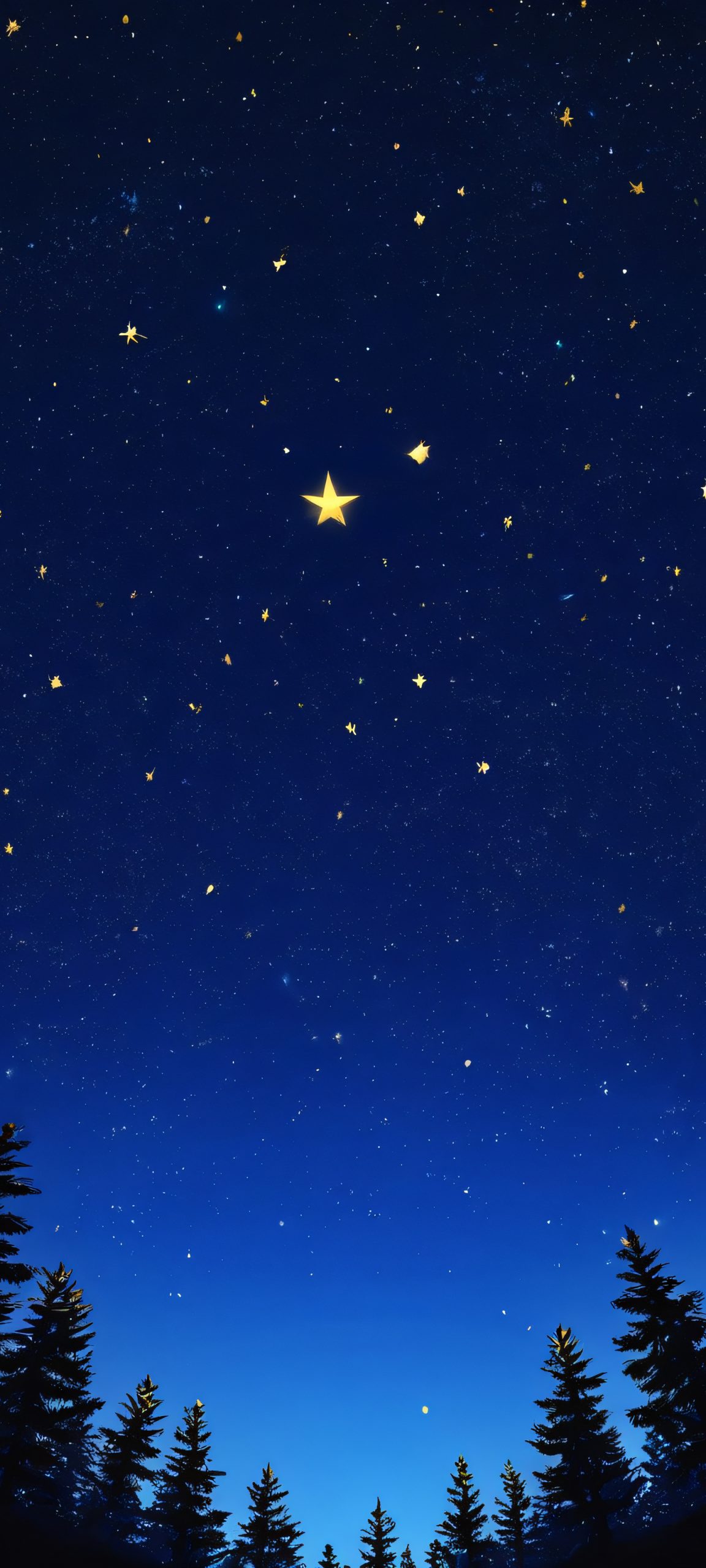 Glowing moonlight illuminates a serene forest scene, perfect for iPhone/Android home screens