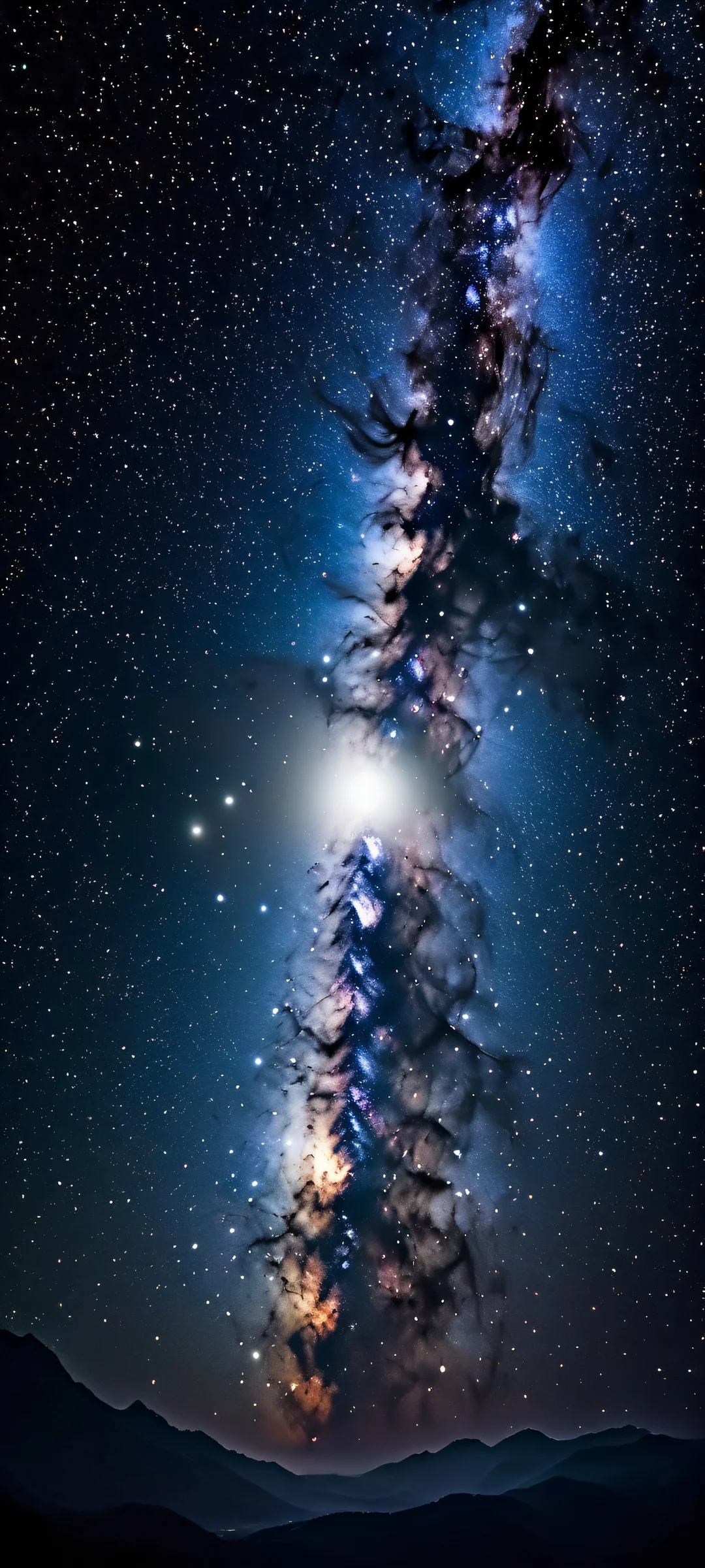 iPhone and Android users can enjoy this breathtaking vertical mobile wallpaper of the moon and stars.