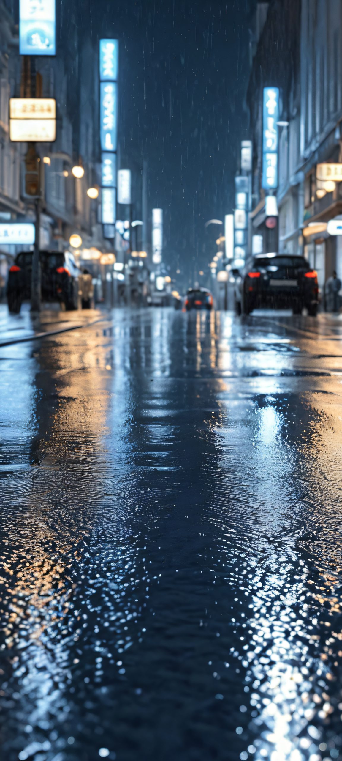 A serene cityscape at night, with iPhone/Android users able to immerse themselves in the urban beauty, perfectly optimized for iPhone, Samsung Galaxy, and Android home screens.