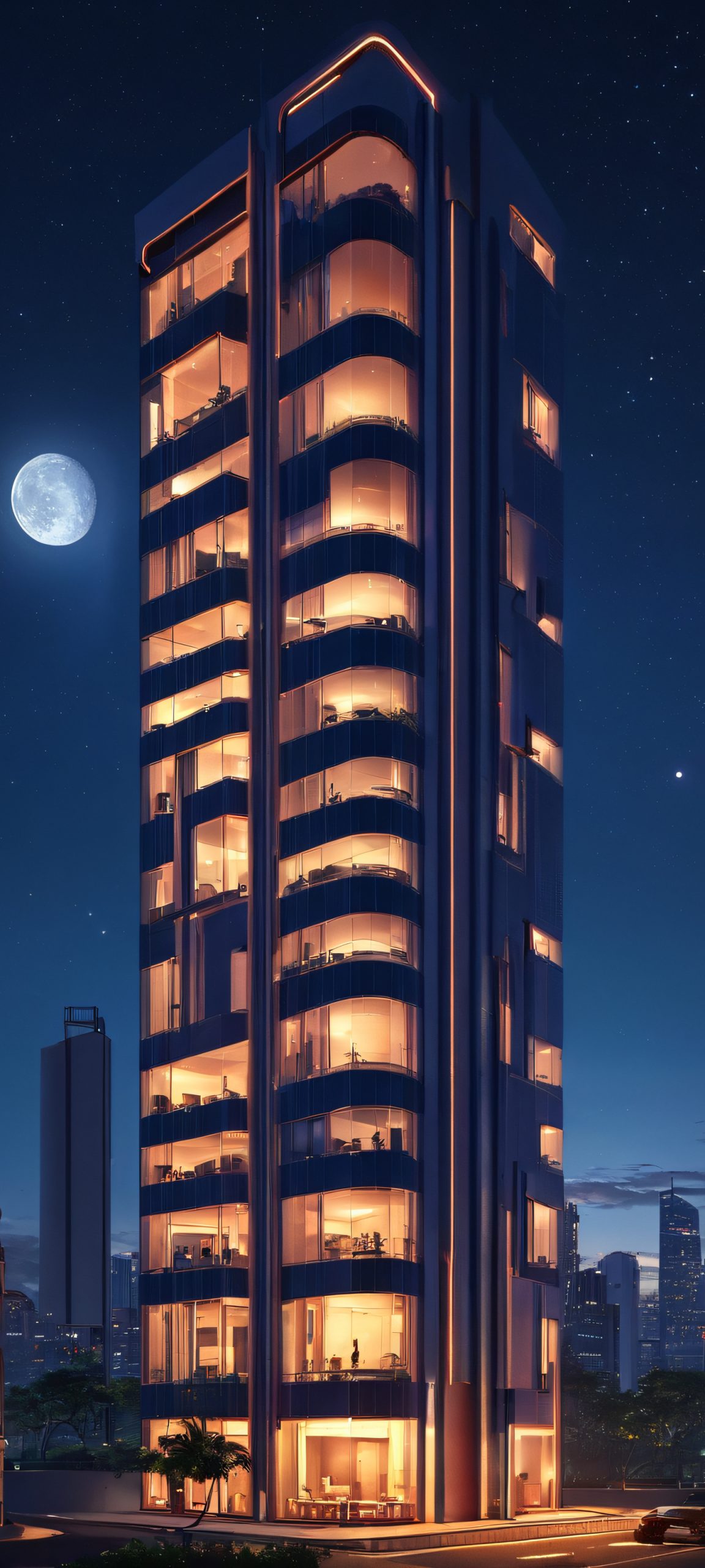 iPhone and Android user, experience the breathtaking beauty of this moonlit cityscape, perfectly optimized for your mobile home screen