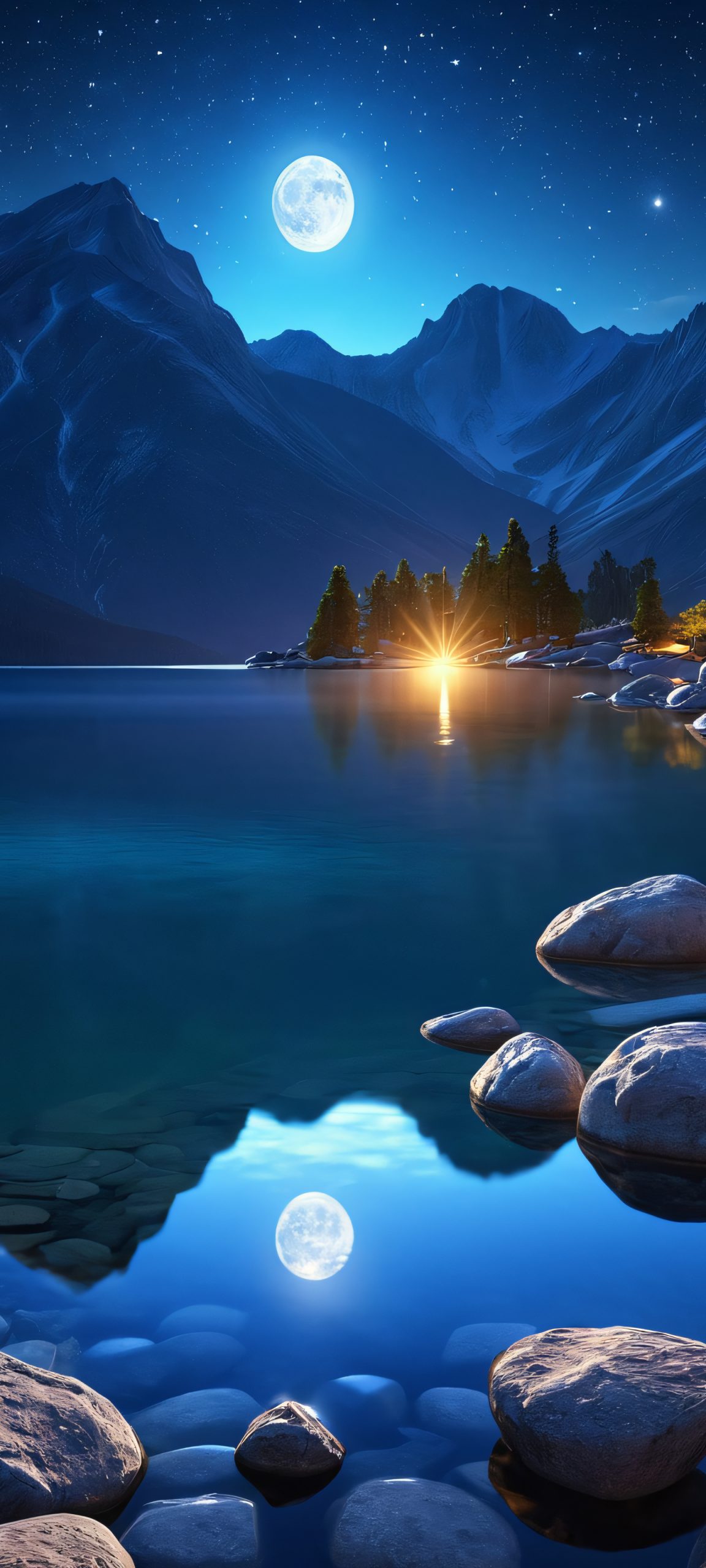 moonlit mountain lake scaled