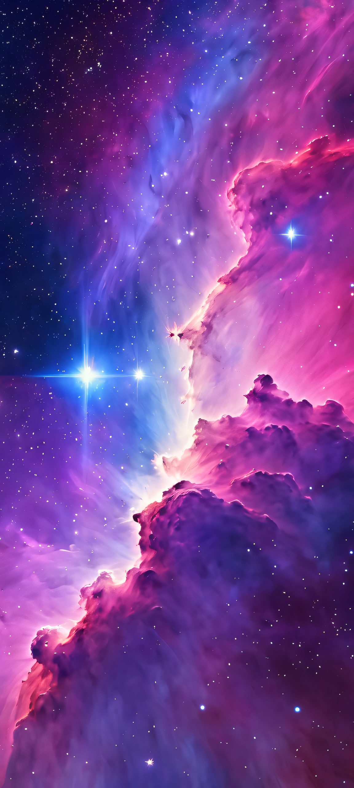 iPhone and Android users, dive into this stunning digital watercolor of a moonlit nebula, perfectly optimized for your home screen