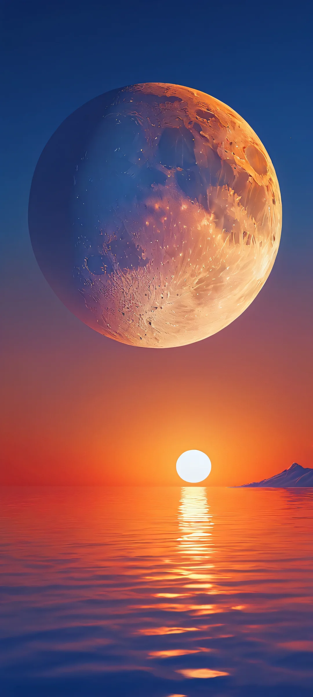 Breathtaking vertical wallpaper of the moon at sunset, digitally crafted for perfect display on iPhone and Android devices.