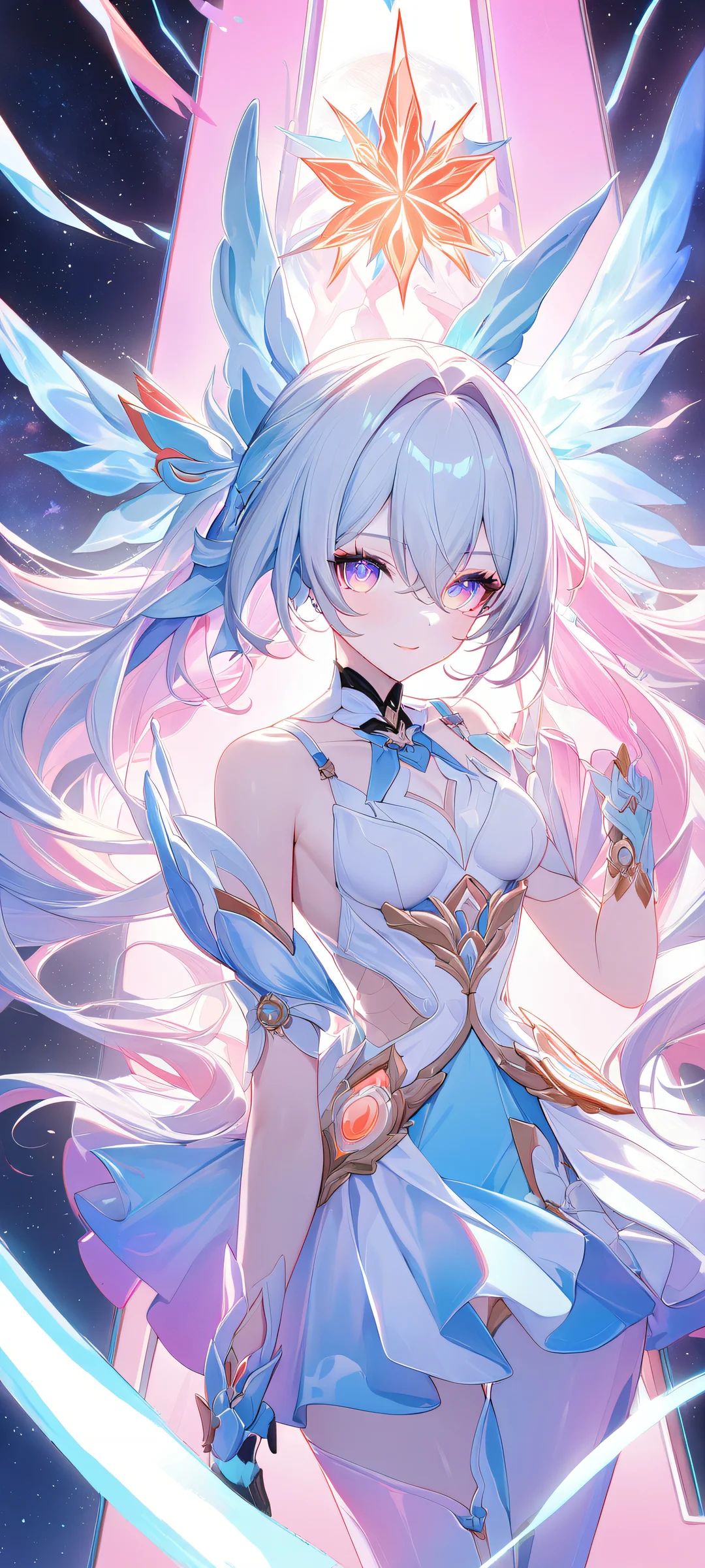 iPhone/Android wallpaper featuring Honkai Star Rail's Sparxie in a stunning low-light, moonlit scene with pastel and neon hues.