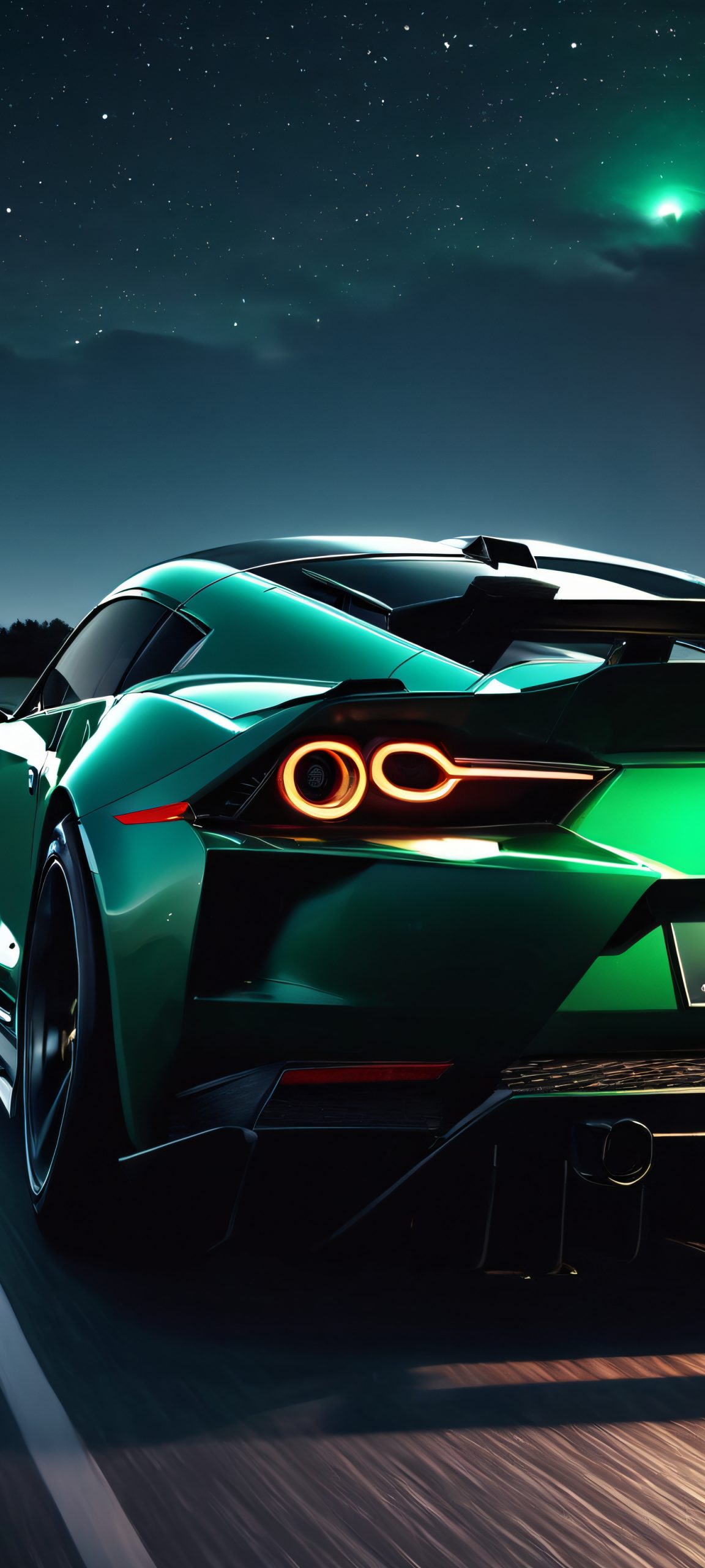 A stunning vertical wallpaper of a sports car at night, suitable for iPhone and Android devices