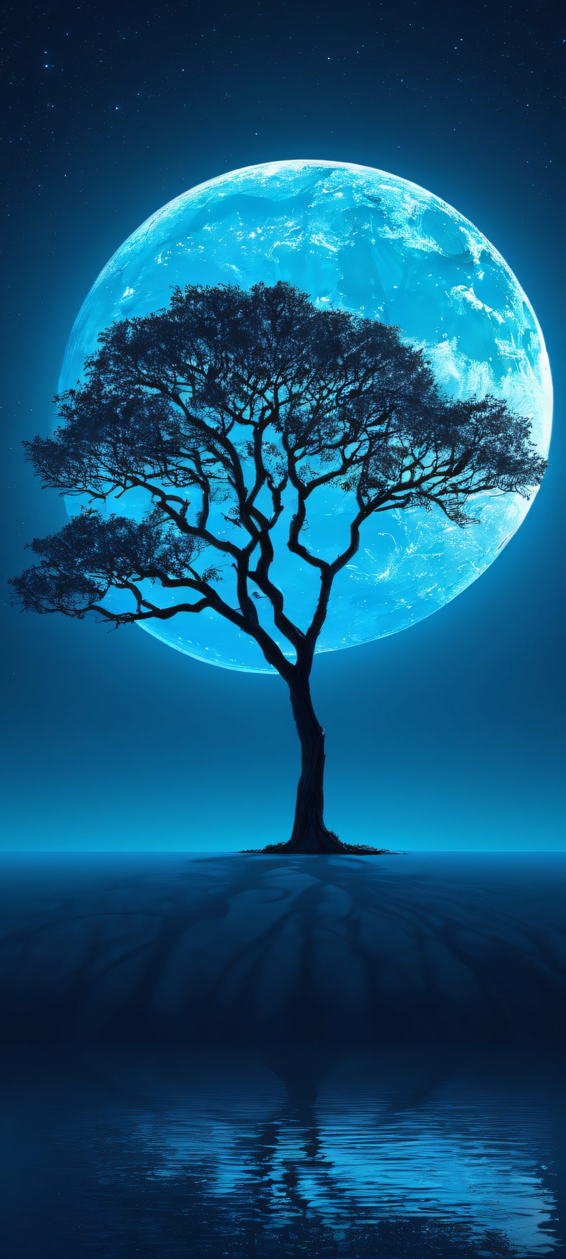 A serene moonlit tree scene for your iPhone or Android home screen. Perfectly optimized for your mobile device.