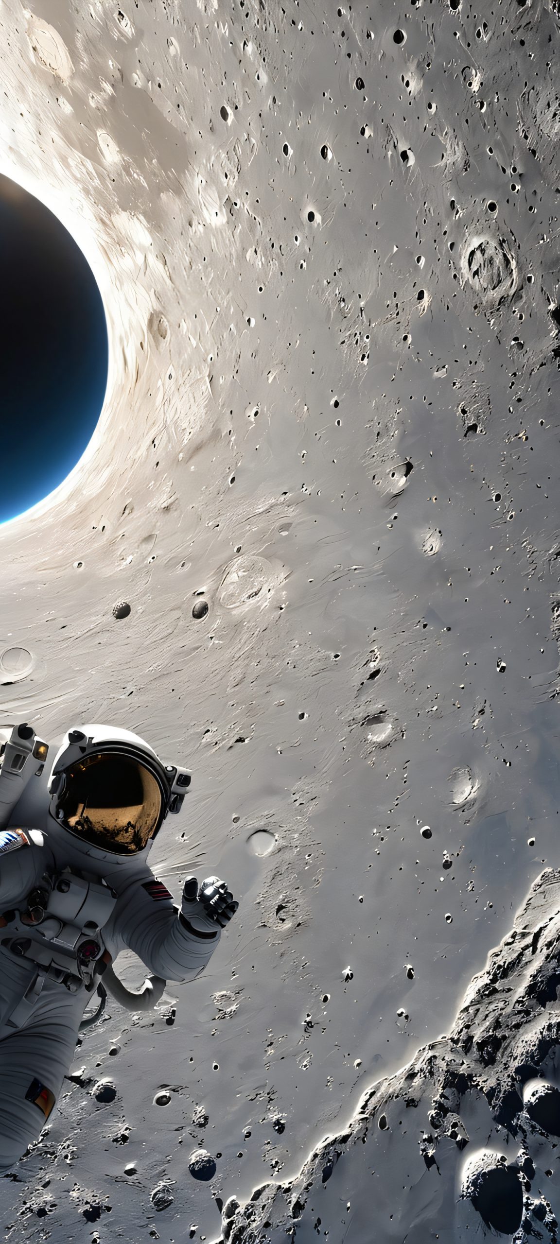Explore the lunar surface with astronauts in this stunning iPhone and Android wallpaper, perfectly optimized for your phone's home screen