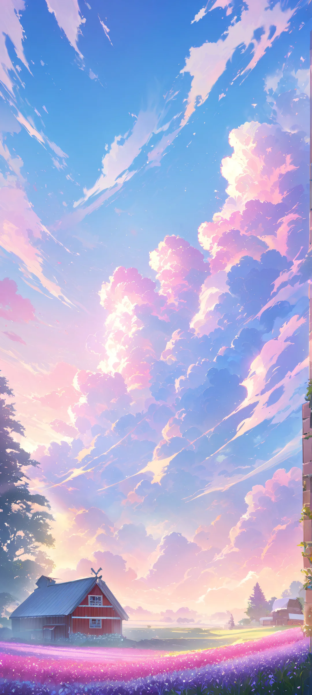 Breathtaking farm landscape at sunrise on an iPhone/Android device.