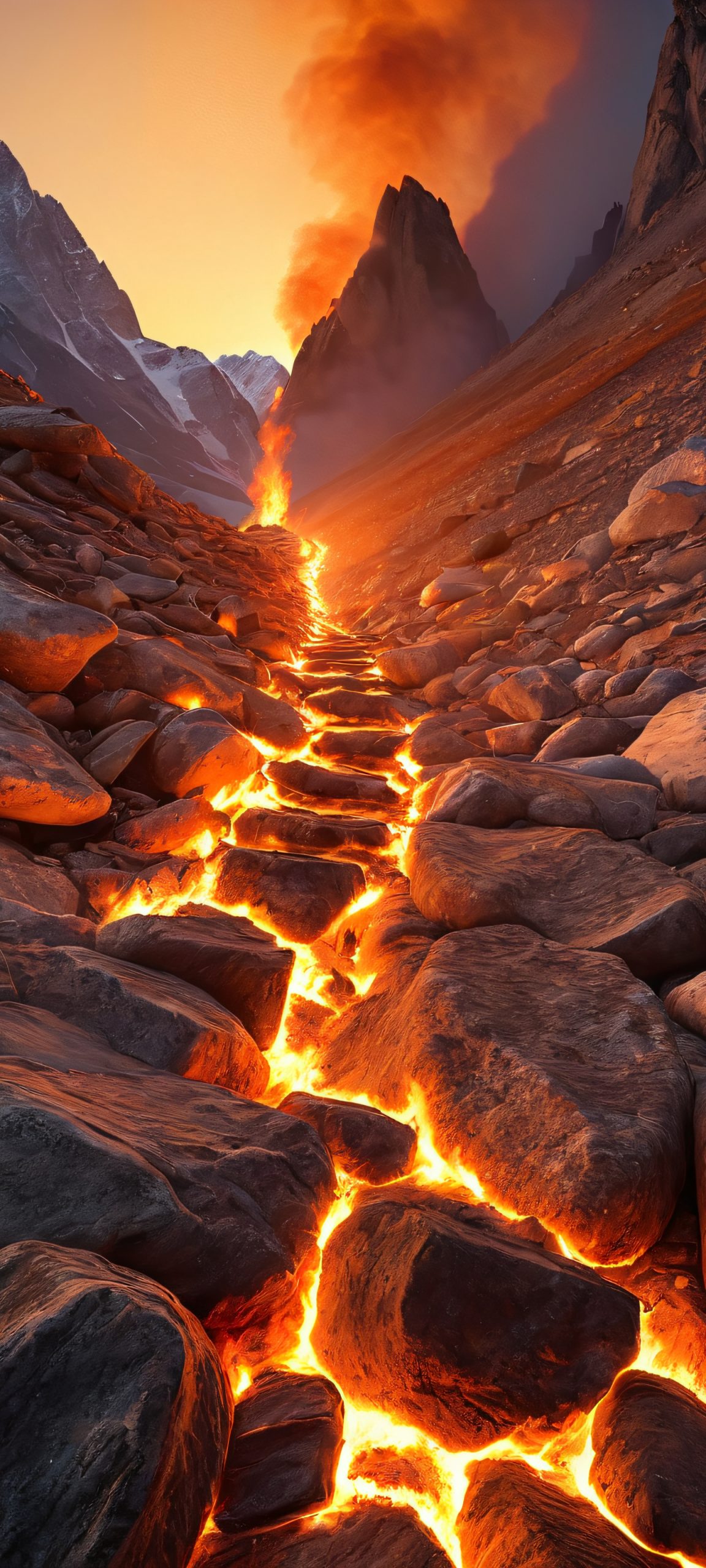 A breathtaking mobile wallpaper of a mountain fire scene, perfectly optimized for iPhone, Samsung Galaxy, and Android home screens.