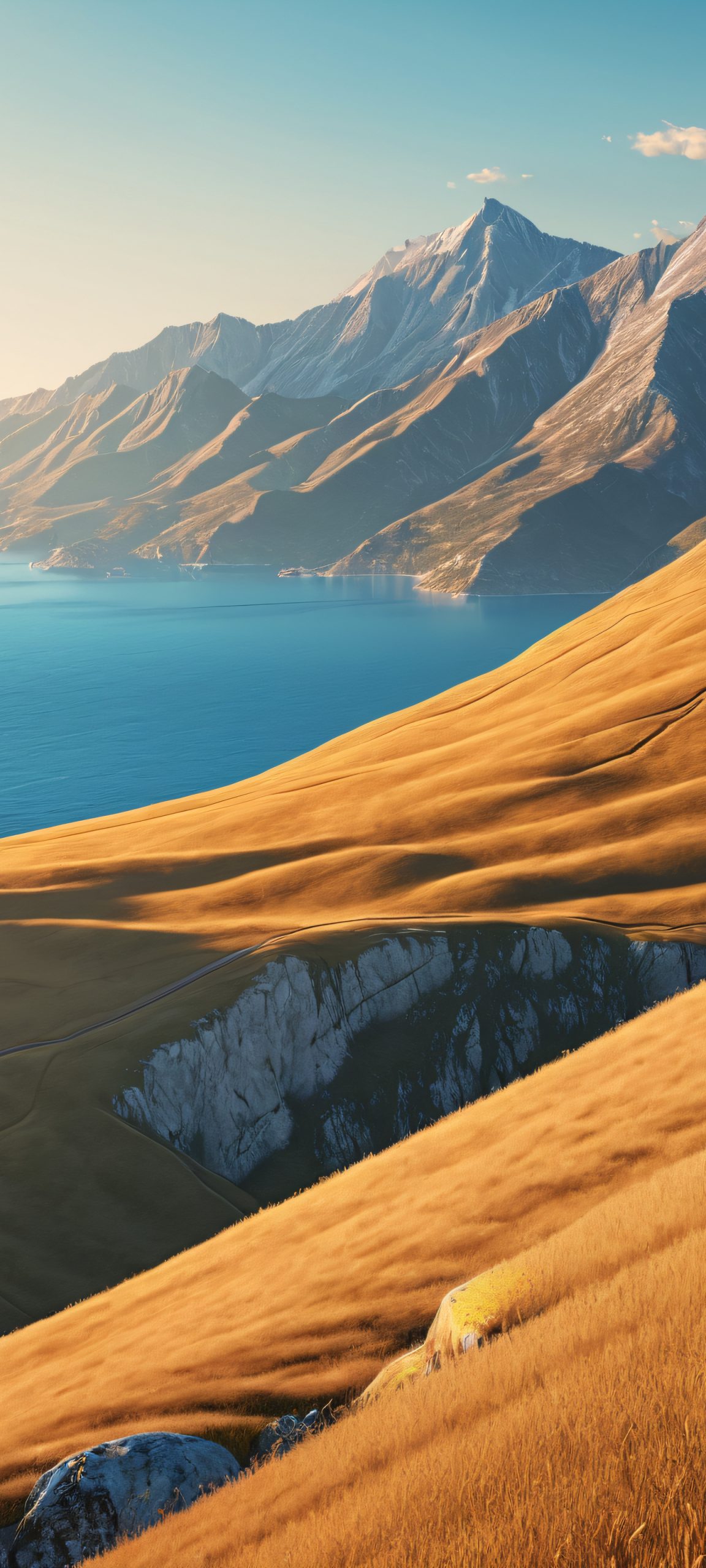 Breathtaking mountain coastline scene perfectly optimized for iPhone/Android home screens, ideal for day-to-day use.