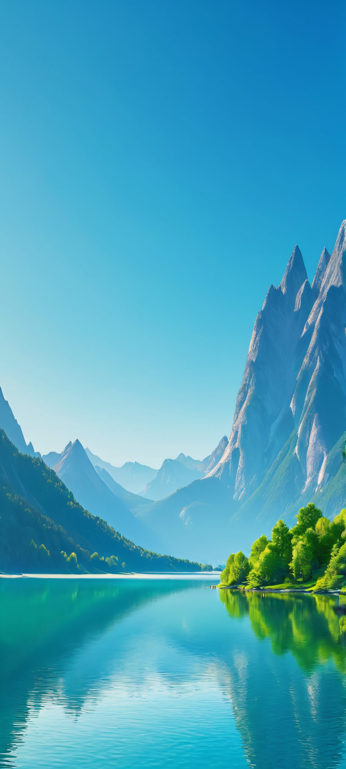 Breathtaking mountain lake scene, perfect for iPhone or Android home screens.