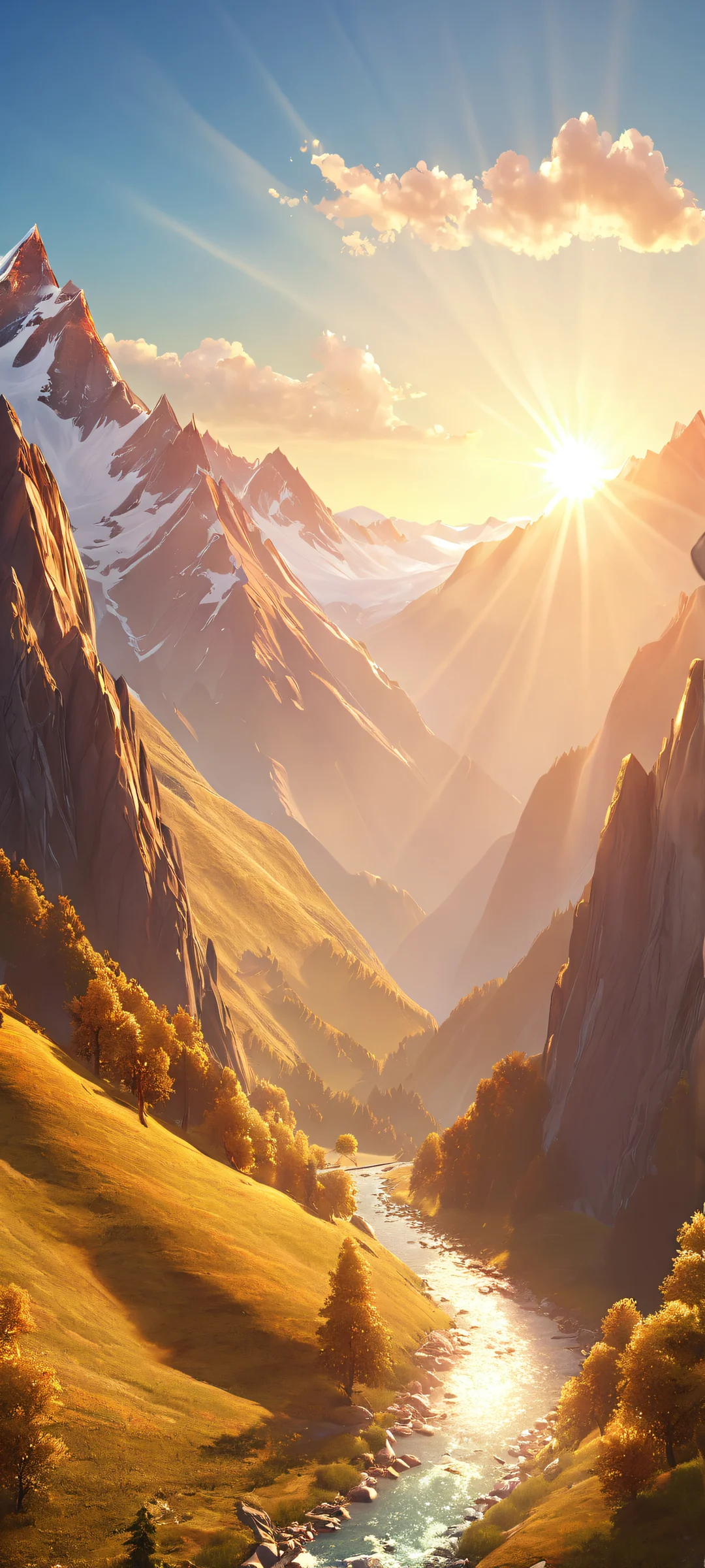 A stunning vertical landscape of mountains and valleys, perfectly optimized for iPhone and Android home screens.
