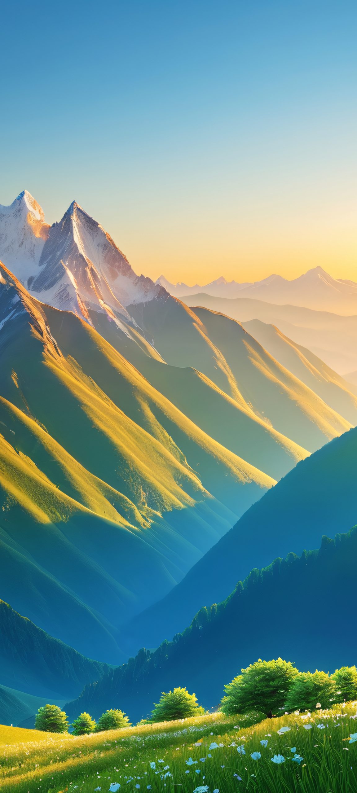 A breathtaking mountain landscape for your iPhone or Android home screen, perfectly capturing the serenity of the Golden Hour
