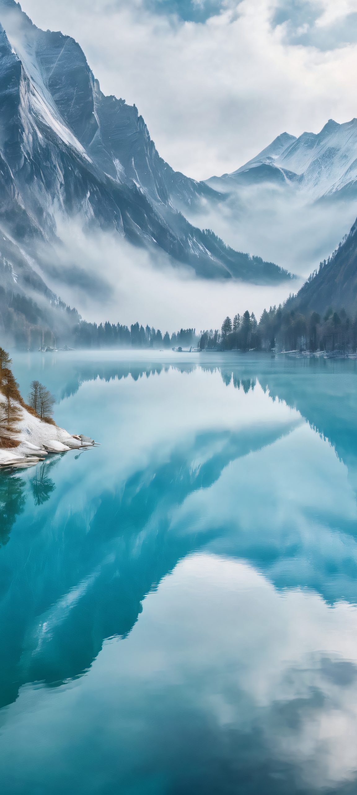 iPhone and Android users, behold! This stunning vertical wallpaper features a majestic mountain reflected in a serene lake, perfectly optimized for your home screen.