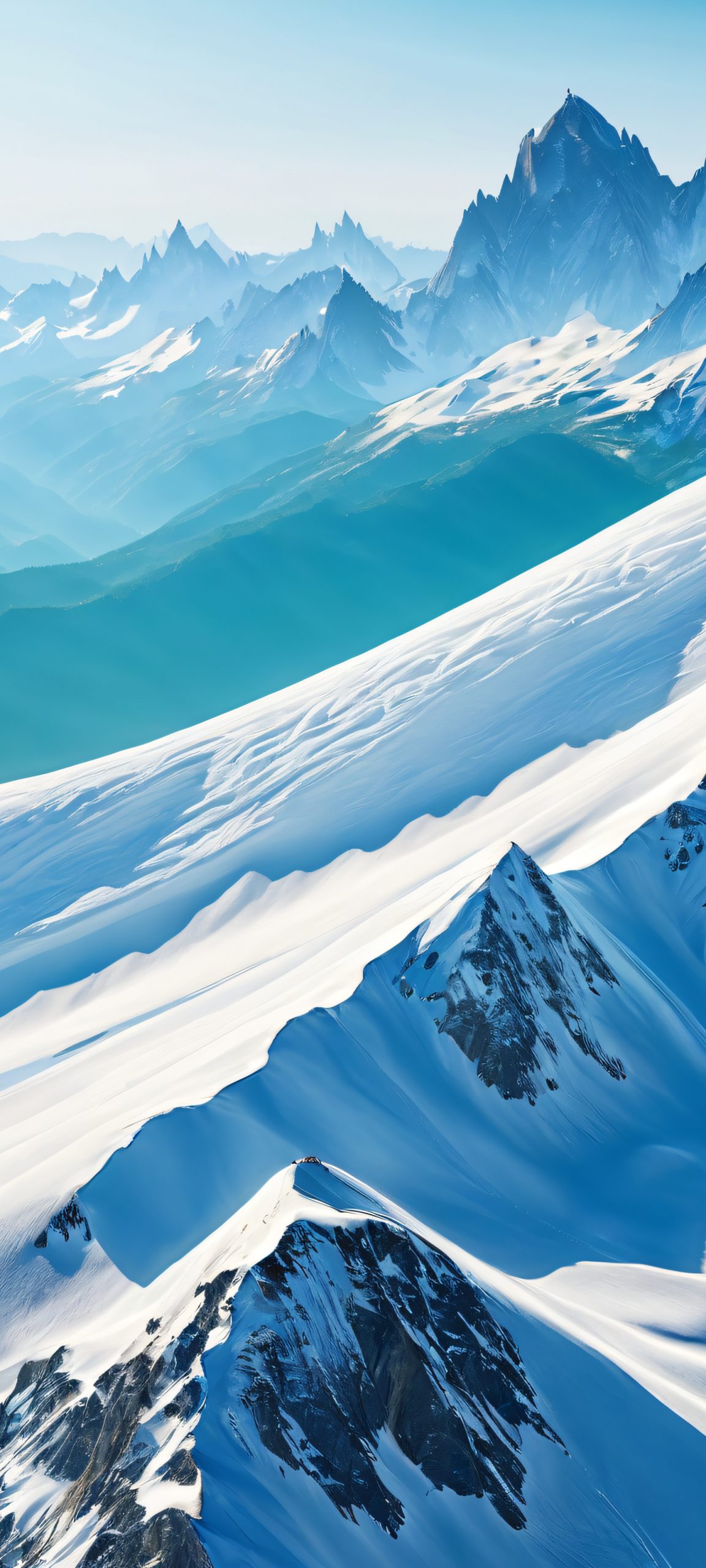 Breathtaking mountain landscape with lush green and blue hues, perfect for iPhone and Android home screens