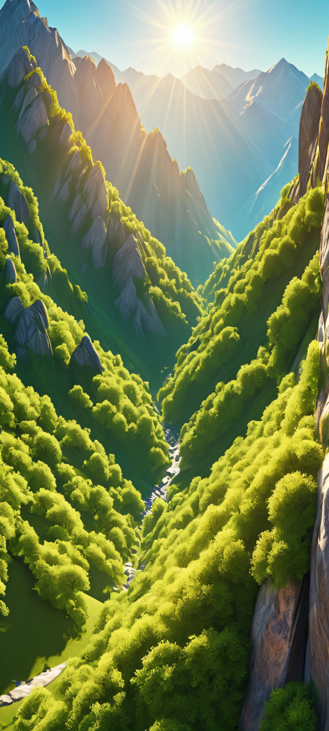 A stunning iPhone and Android wallpaper featuring a realistic mountain landscape with earthy tones and lush greens.