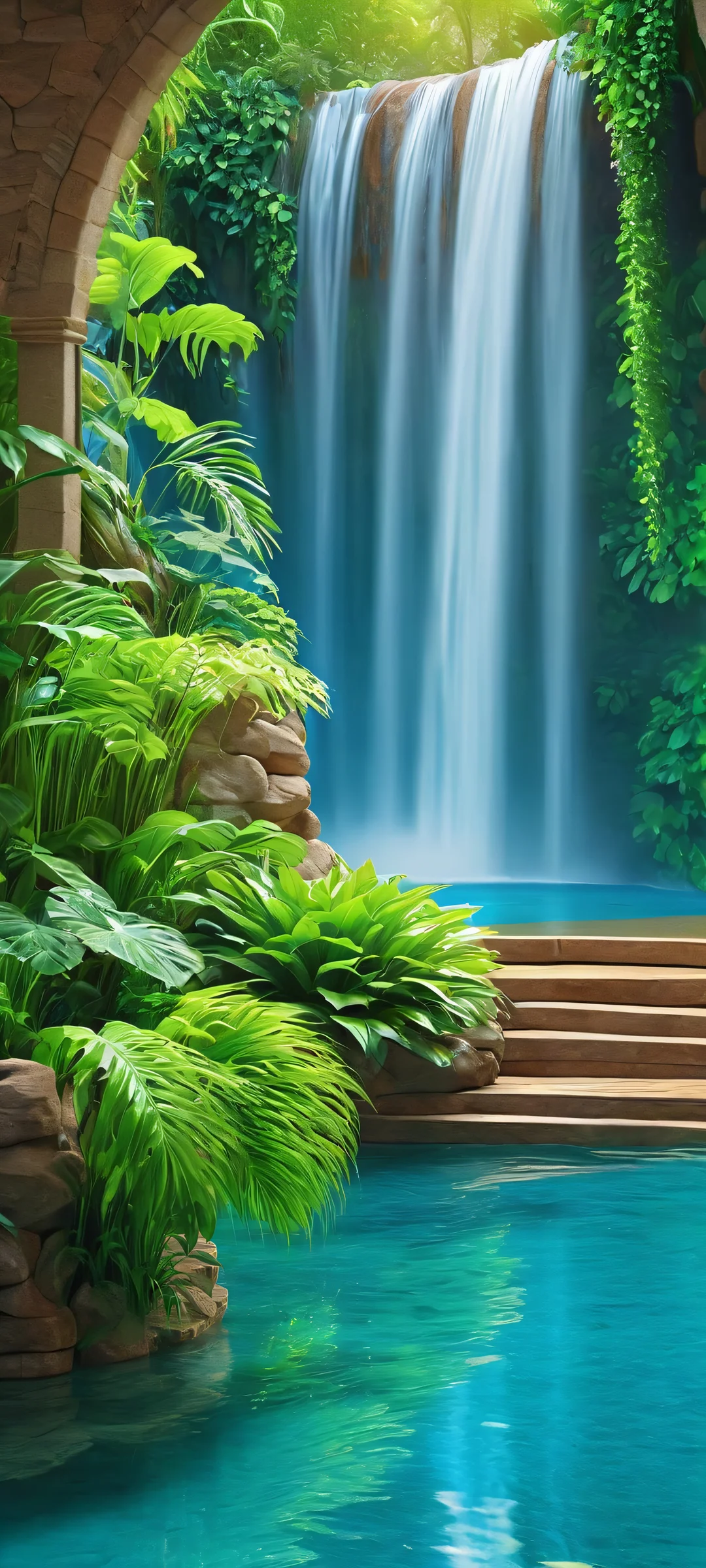 Breathtaking waterfall landscape for iPhone/Android screens