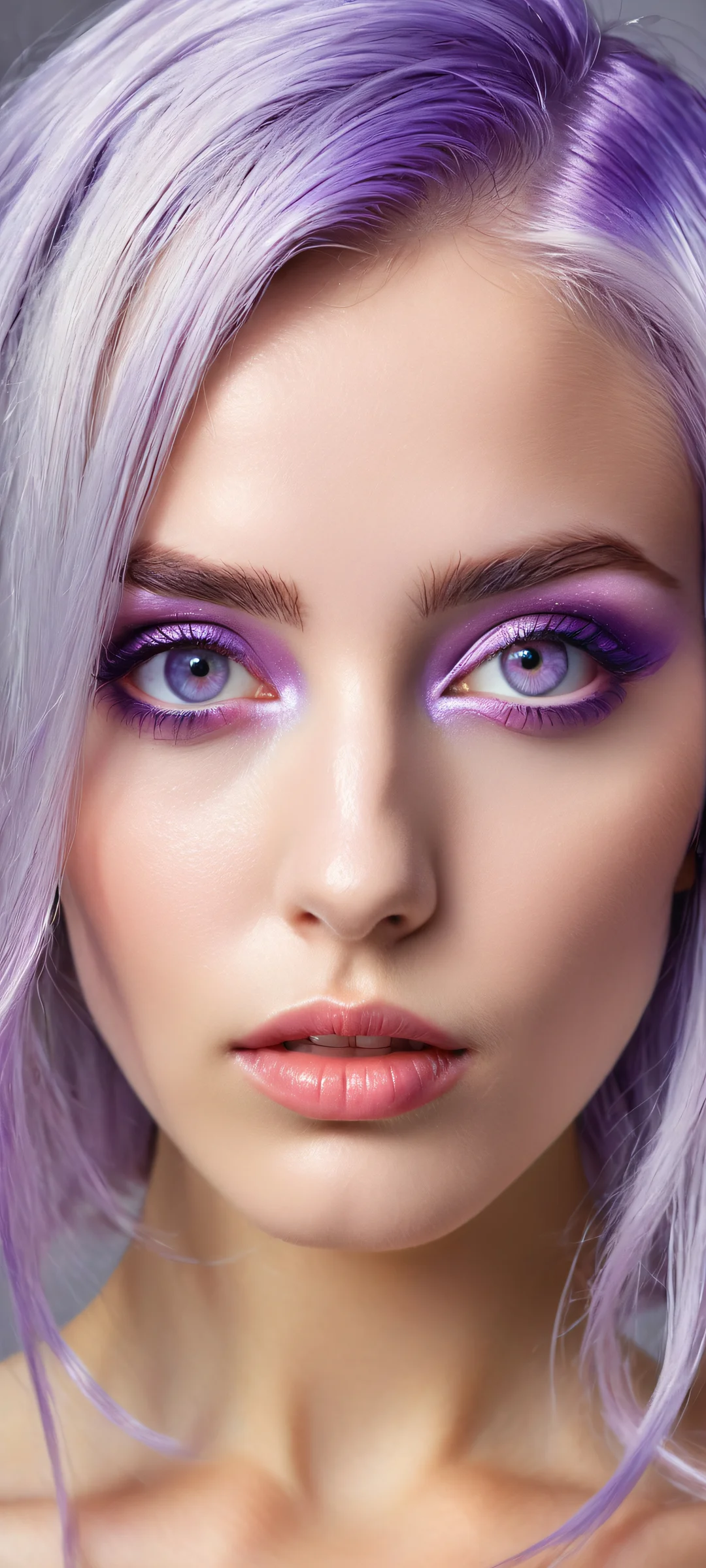 A beautiful maiden with refined features and flowing hair on a pure void background, perfectly optimized for iPhone/Android home screens.