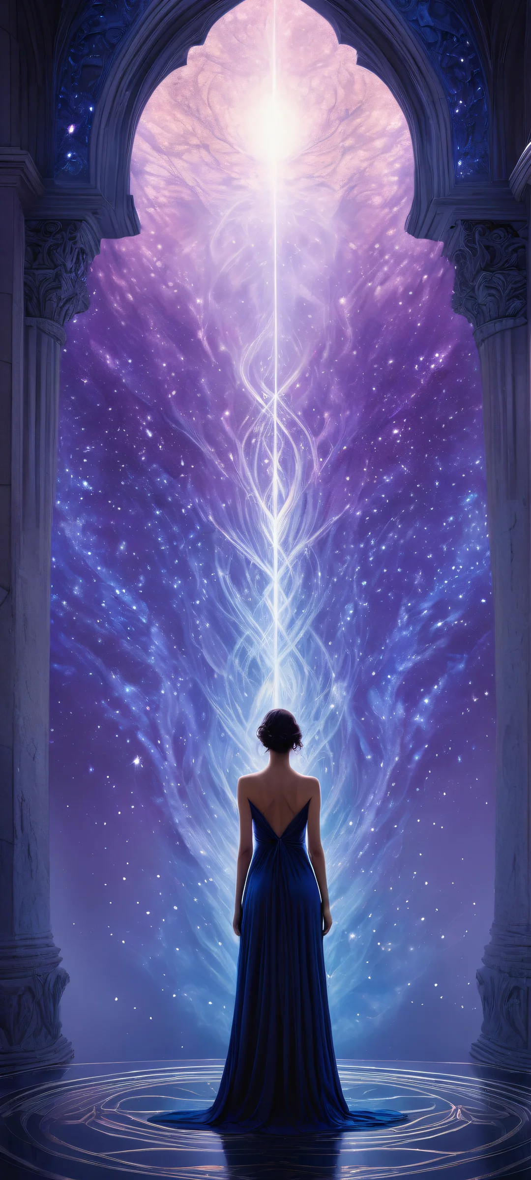 iPhone/Android users delight in this stunning vertical portrait artwork featuring a mystical portal with intricate micro-details and ethereal energy, perfectly optimized for home screens.