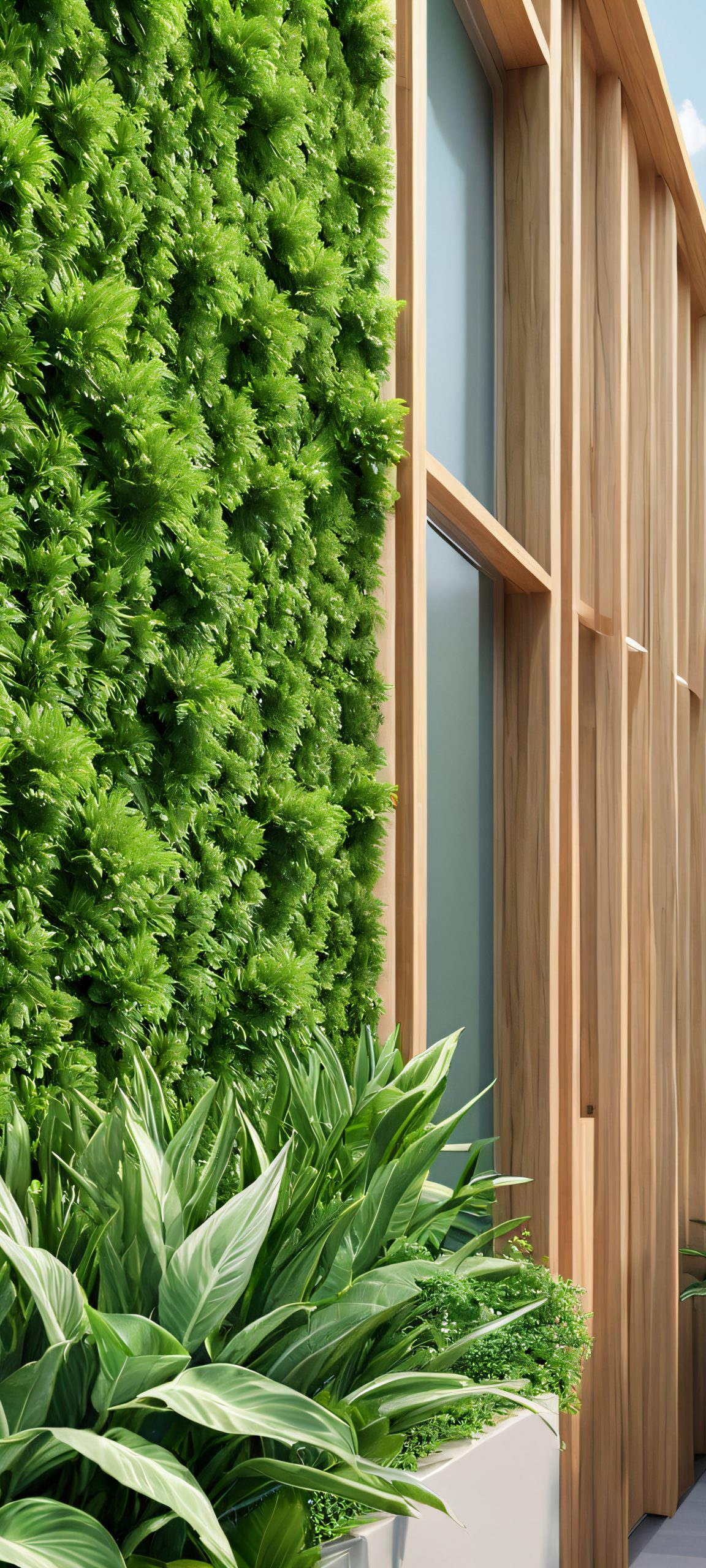 Breathtaking minimalist plants and modern architecture iPhone and Android wallpaper featuring soft natural light and soothing colors. Perfect for home screens of iPhone, Samsung Galaxy, and Android devices.