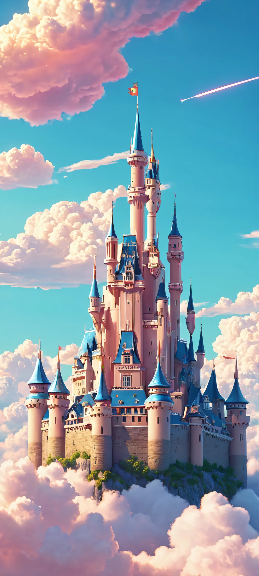 A futuristic castle rises from the clouds, perfectly optimized for iPhone and Android home screens.