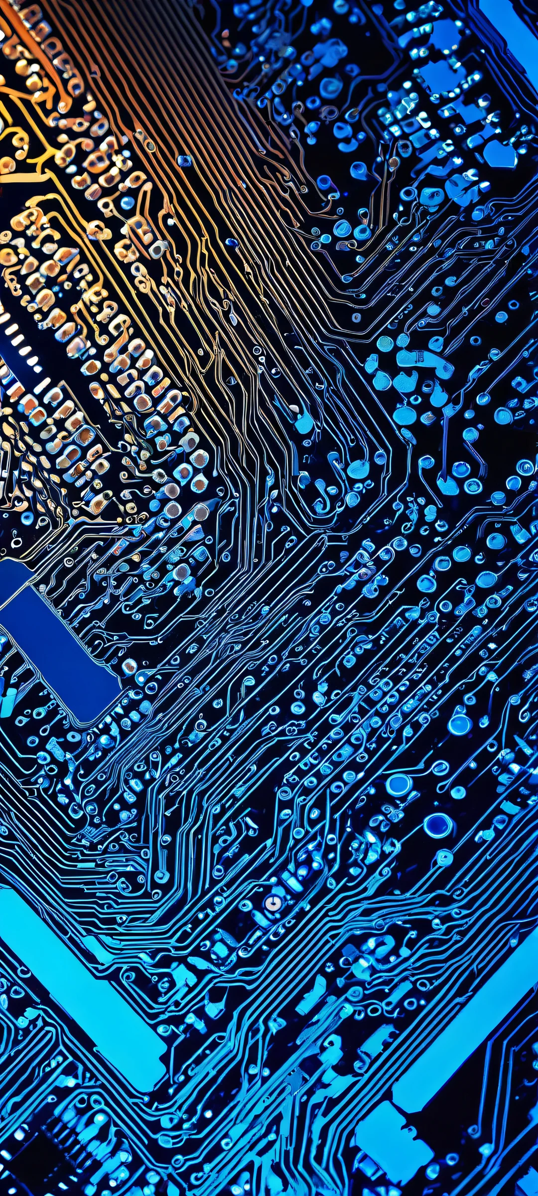 iPhone and Android users will love this stunning vertical mobile wallpaper featuring a breathtaking neon-lit circuit board design.