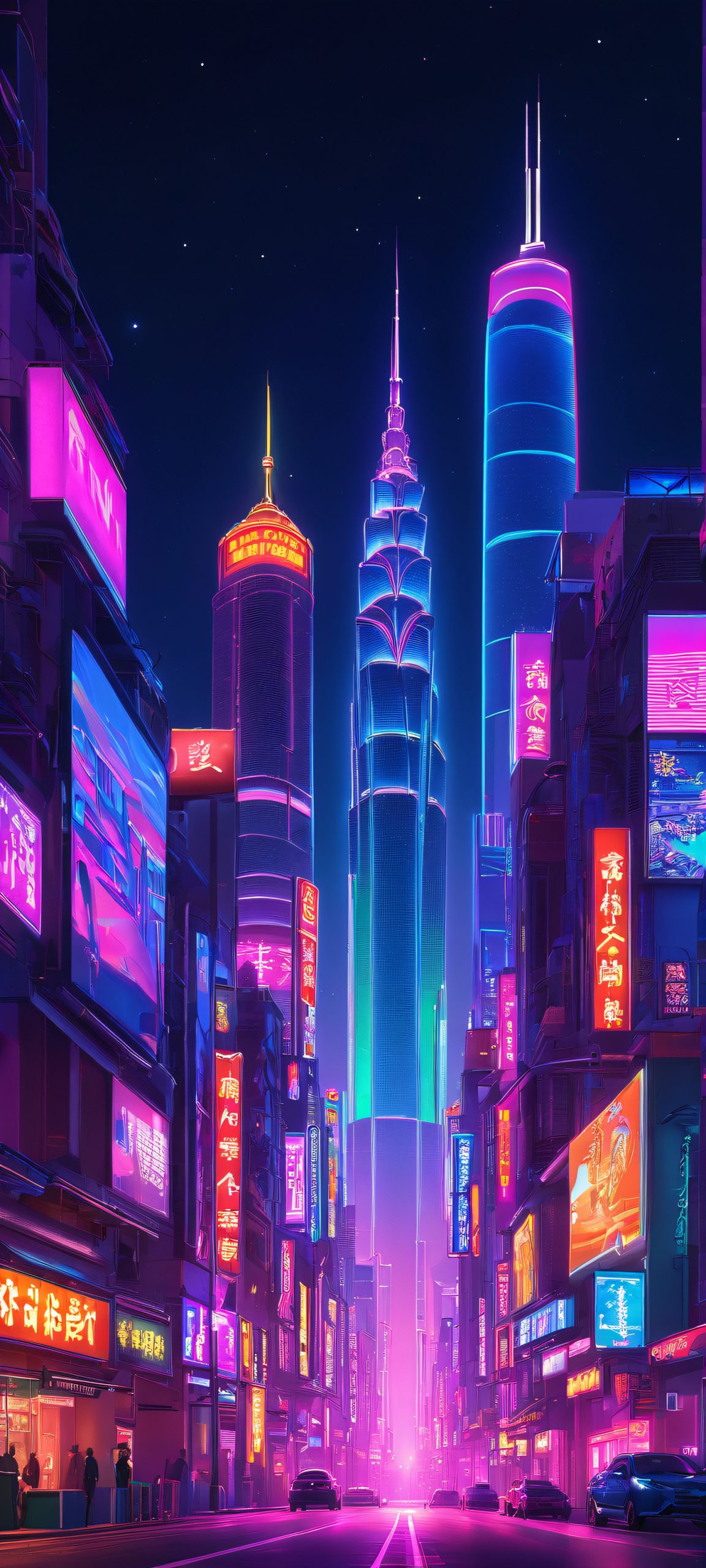 neon city nightscape mobile wallpaper scaled