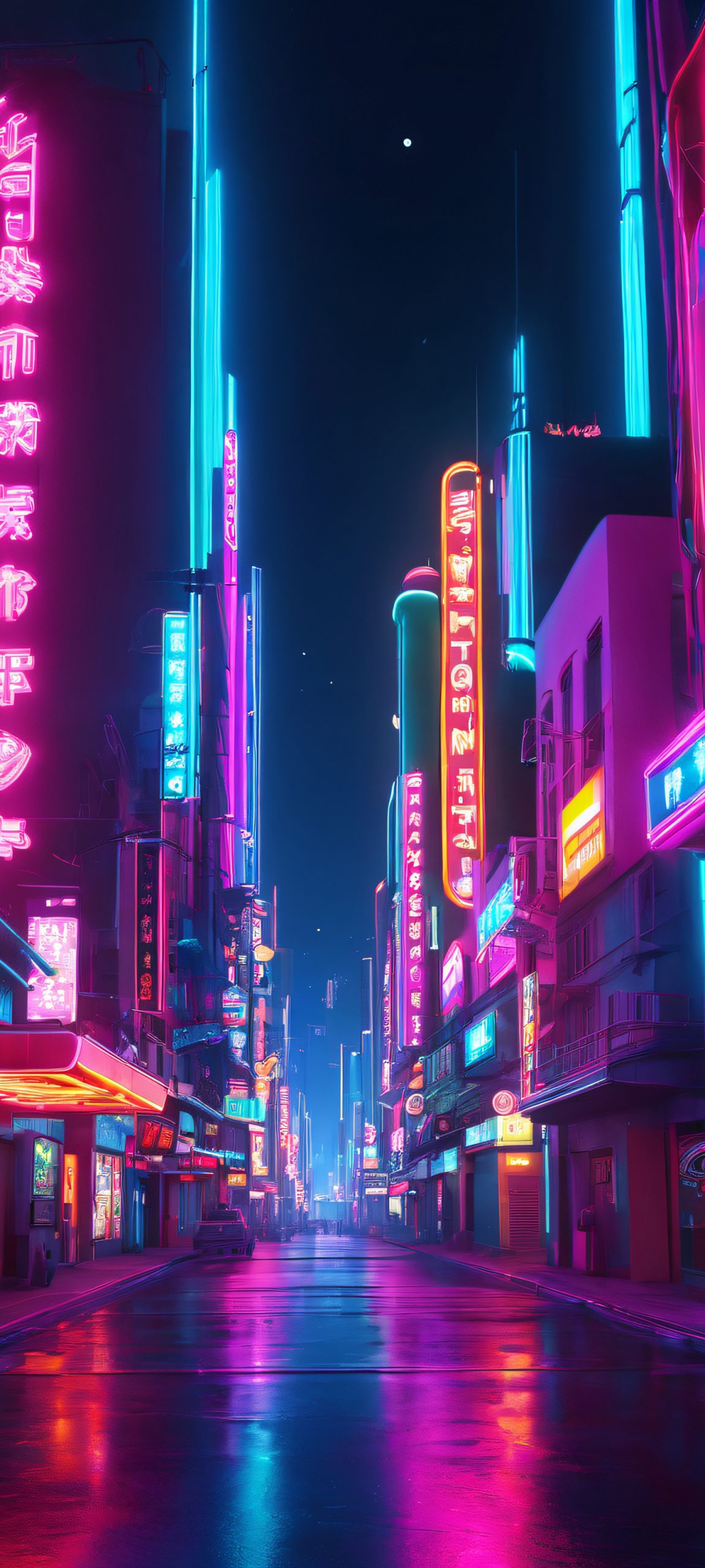 Neon Dreamscape iPhone & Android Wallpaper Breathtaking city night scene with vibrant neon lights on iPhone and Android mobile devices.