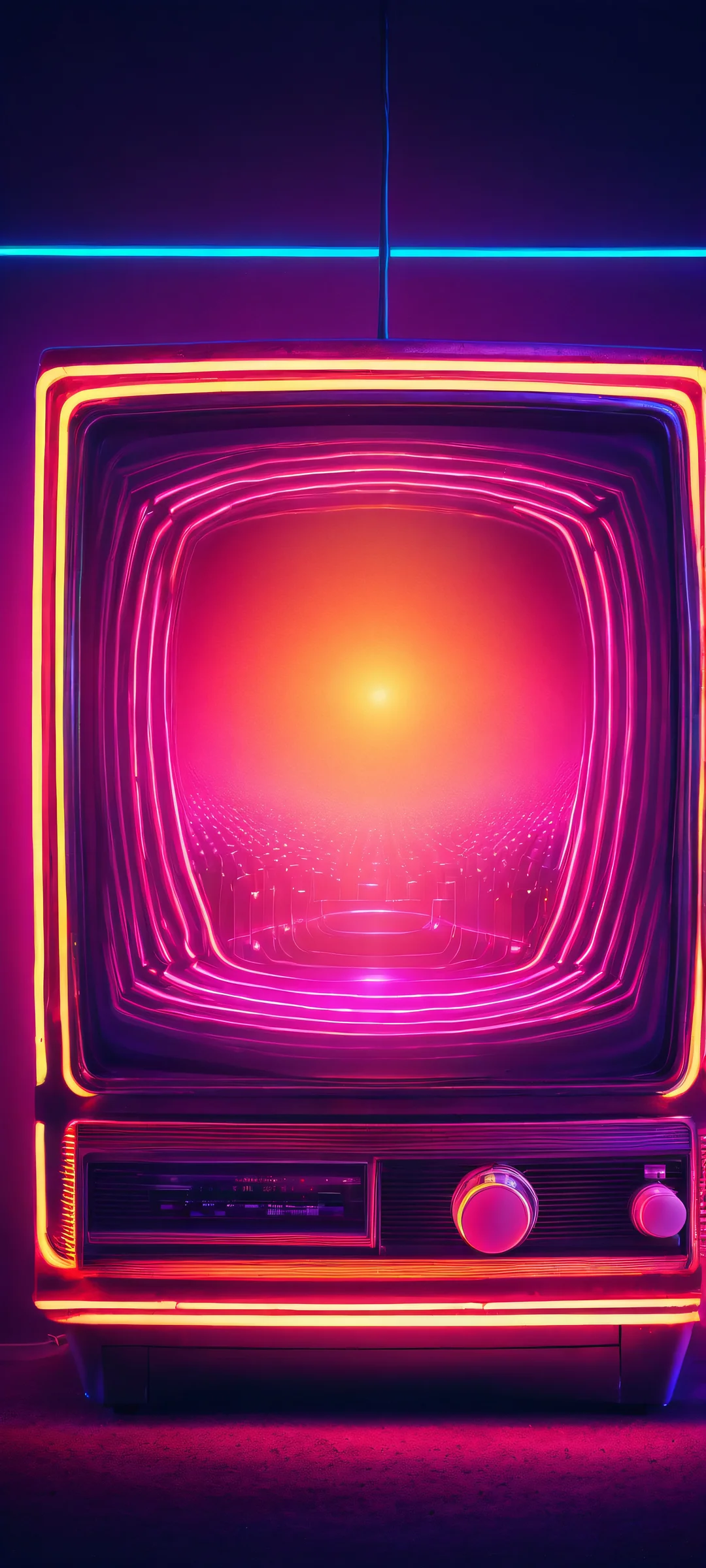 iPhone and Android users alike can't resist the mesmerizing glow of this neon TV static wallpaper, perfect for adding a touch of retro flair to their mobile home screen.