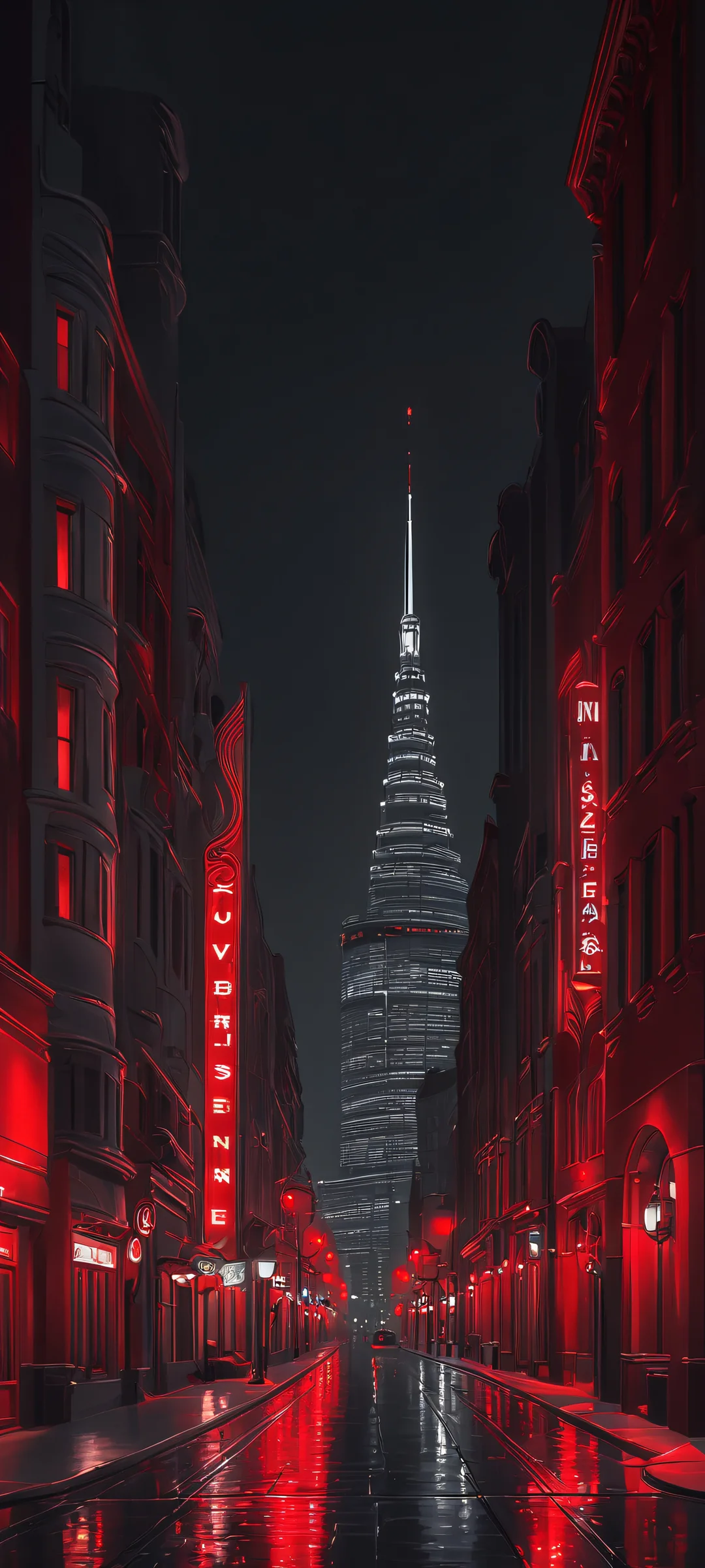 iPhone/Android mobile wallpaper featuring a dark and sentimental cityscape at night with elegant curves and dimly lit details.