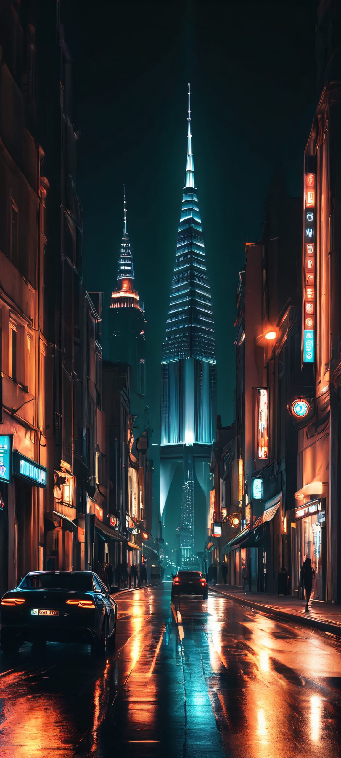 Discover a serene urban landscape at night, perfectly suited for iPhone/Android home screens.