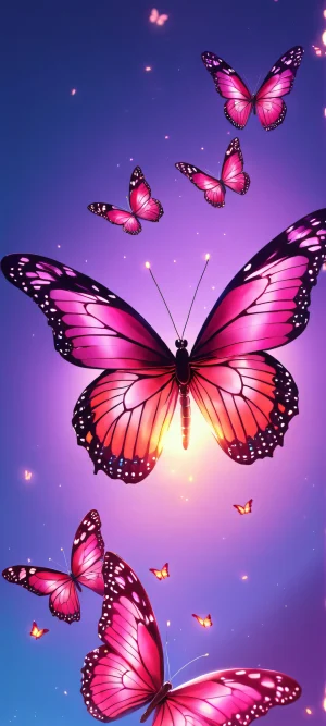 A stunning vertical wallpaper featuring the majestic Butterfly Giant against a dark pop art background, optimized for iPhone and Android devices.
