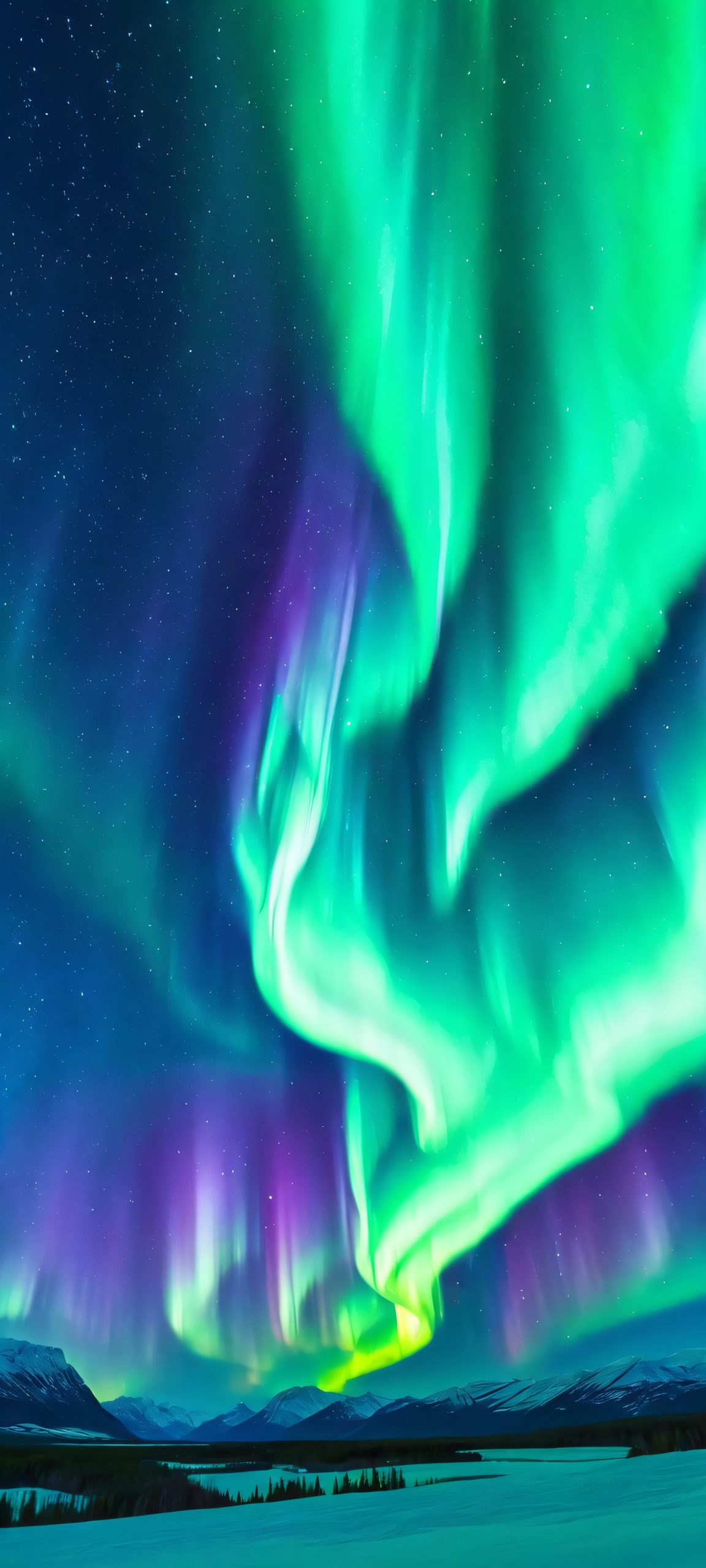 Northern Lights Elegance 2K Phone Wallpaper Stunning Northern Lights display on a starry night sky, perfectly optimized for iPhone/Android home screens.