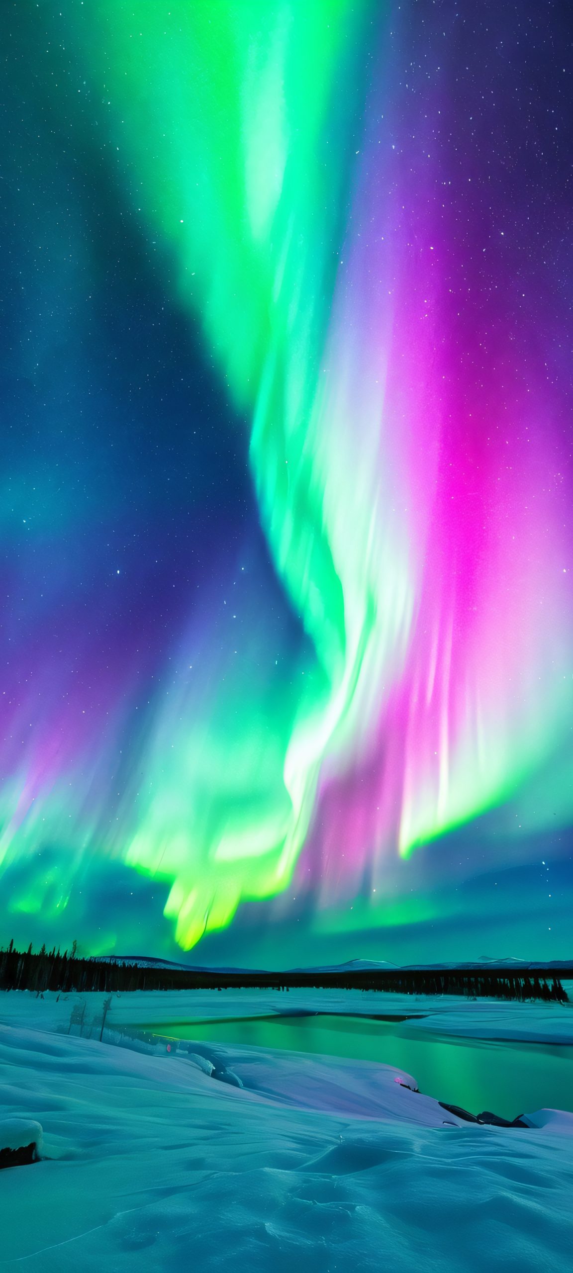 A stunning digital representation of the Northern Lights, perfectly optimized for iPhone, Samsung Galaxy, and Android home screens.