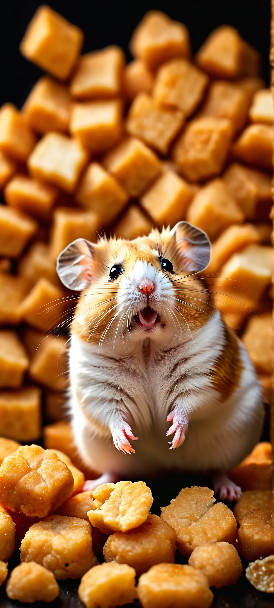 A stunning hamster nugget box against a black space backdrop, perfectly optimized for iPhone and Android home screens.