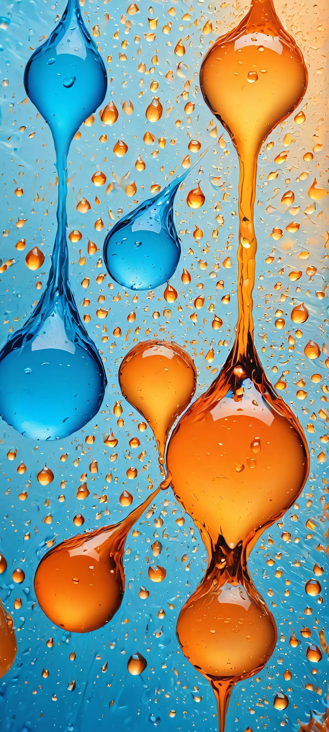 A mesmerizing abstract expressionist artwork featuring oil droplets on water, perfectly optimized for iPhone and Android home screens.