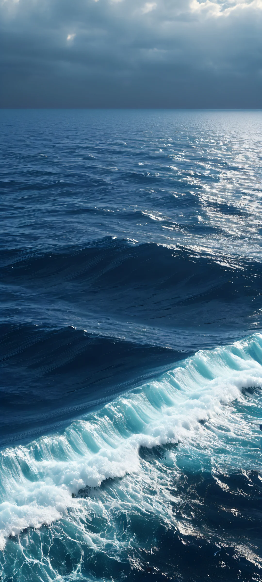 iPhone and Android users will love this breathtaking ocean horizon wallpaper with deep blues and misty whites. Perfect for any home screen!