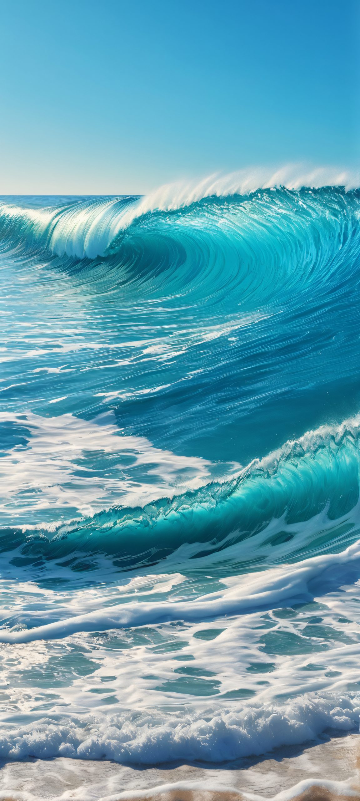 ocean waves beach sunlit cove scaled